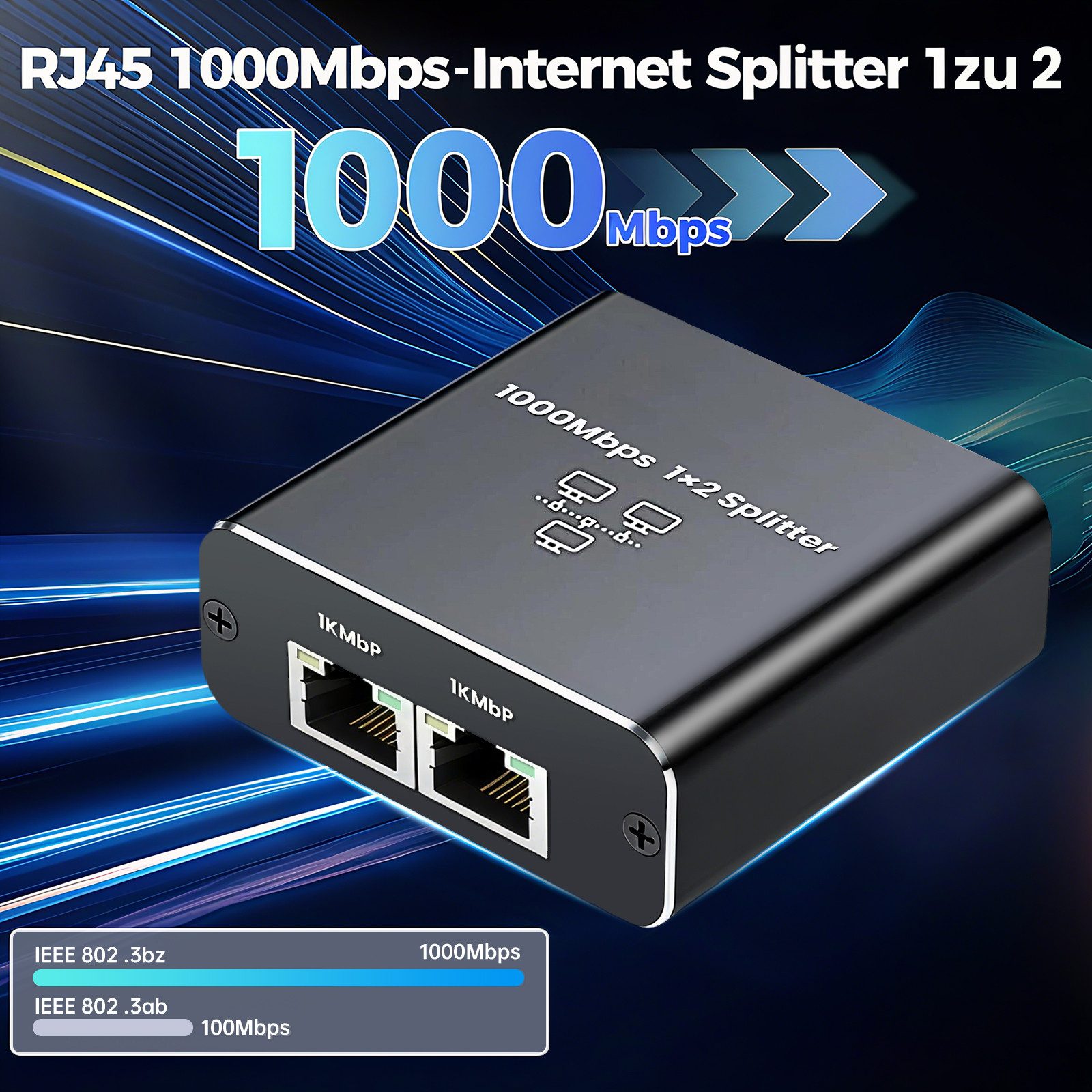 Bundviel LAN Splitter 1 auf 4 Gigabit Ethernet Switch 4-Port Verteiler Netzwerk-Switch