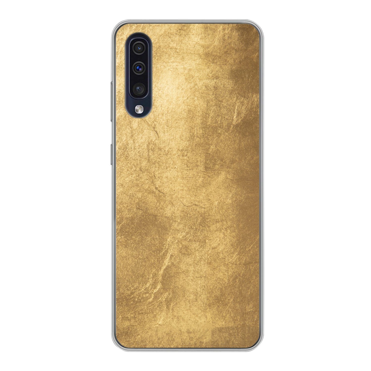 MuchoWow Handyhülle für Samsung Galaxy A30s Licht fällt auf eine goldene Wand, Smartphone-Bumper, Print, Handy Schutzhülle Dünn