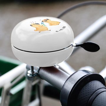 Mr. & Mrs. Panda Fahrradklingel Mops Verliebt - Weiß - Geschenk, knuffig, Liebesspruch. Verlobt, Hund, (1-tlg) Charmantes Design