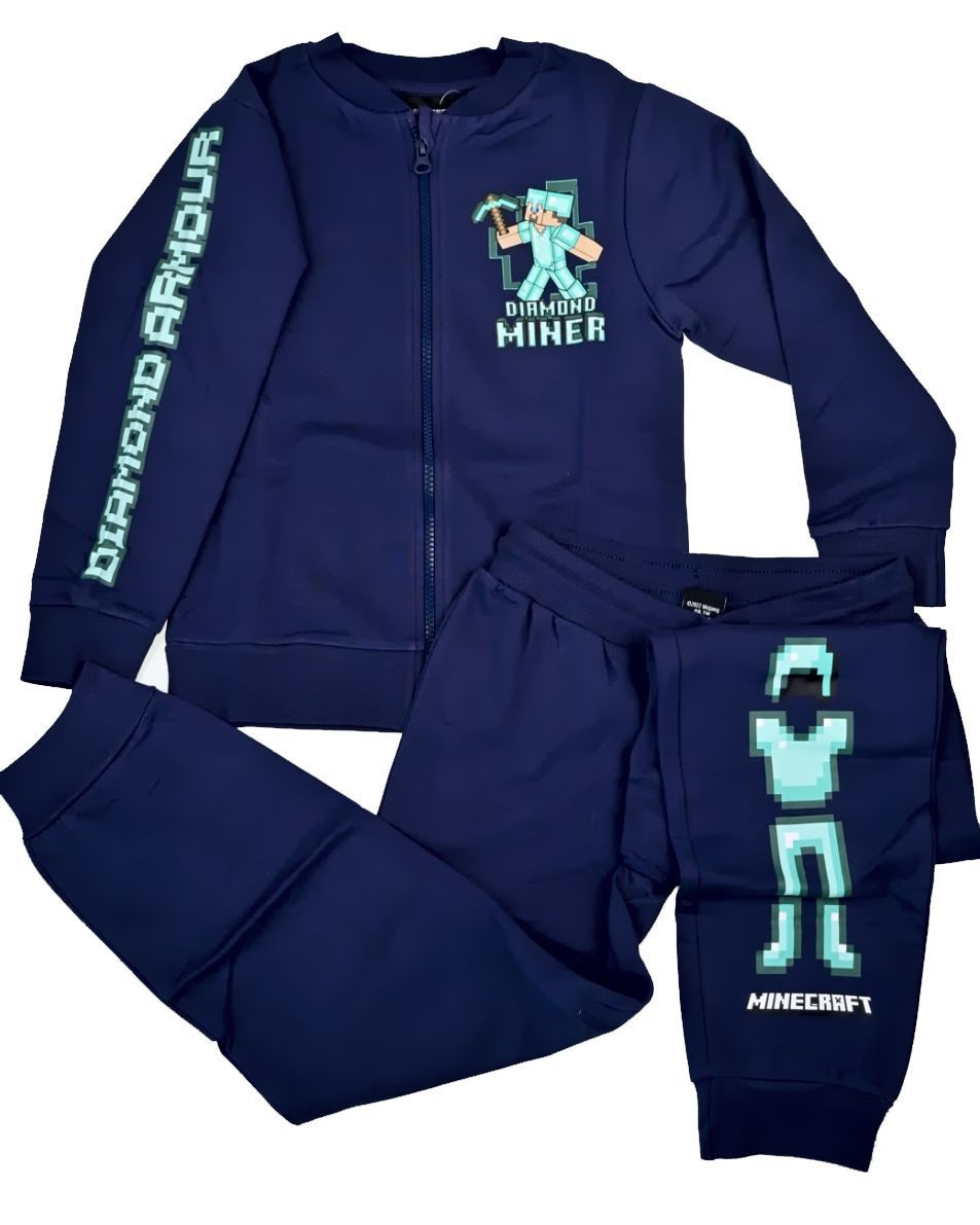 Minecraft Jogginganzug MINECRAFT Jogginganzug Jungen 6-12 Jahre Gamer Zocker (Kinderhose mit Kinderjacke), bestehend aus Hose und Jacke für Kinder