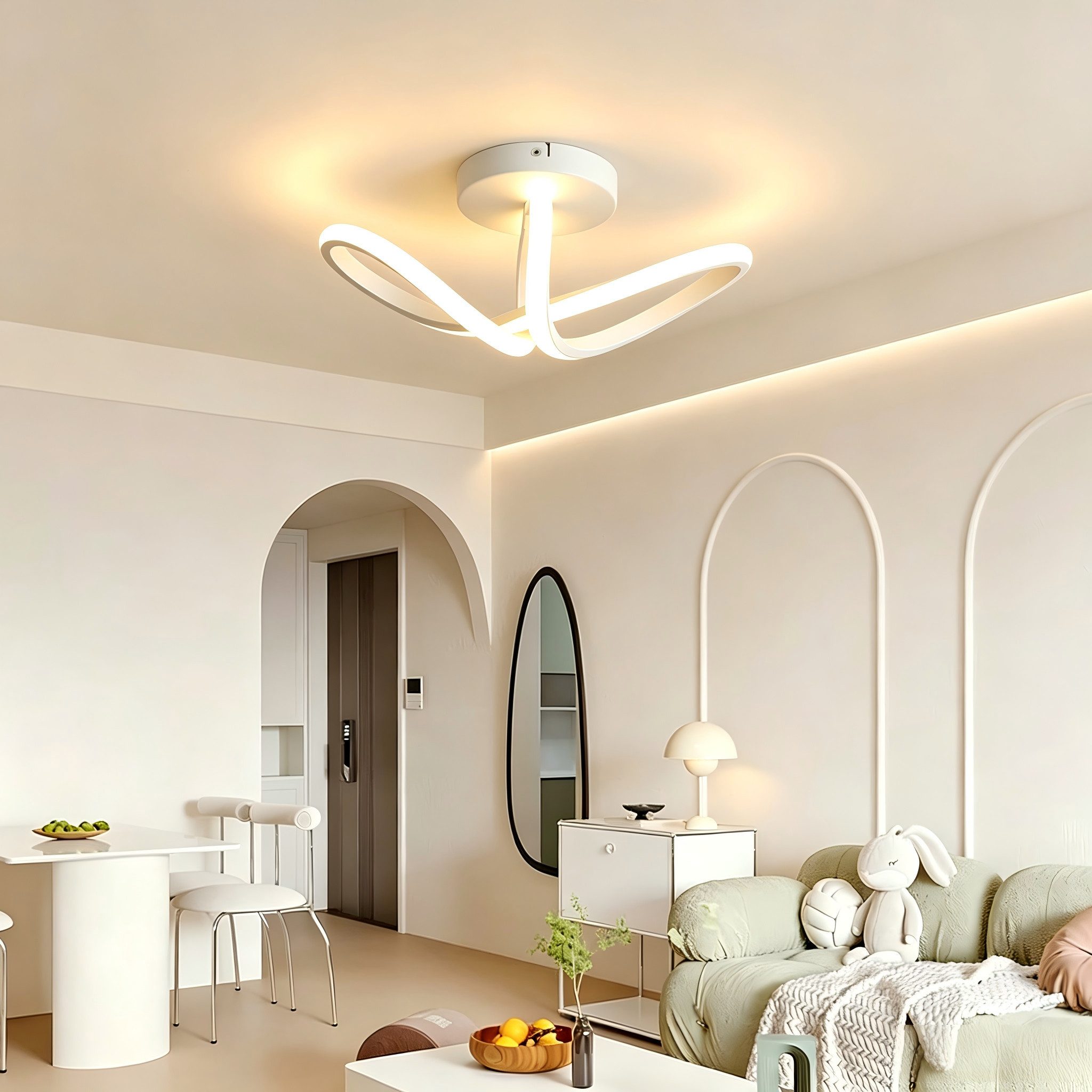 BlingBin Deckenleuchte Moderne 19W LED-Deckenlampe mit 3 Lichtfarben 3000/4500/6500 K,1900 lm, Innenbeleuchtung, LED fest integriert, Warmweiß Neutralweiß Tageslichtweiß, CRI ≥ 80 mit Memory-Funktion für Wohnzimmer, Schlafzimmer und Küche