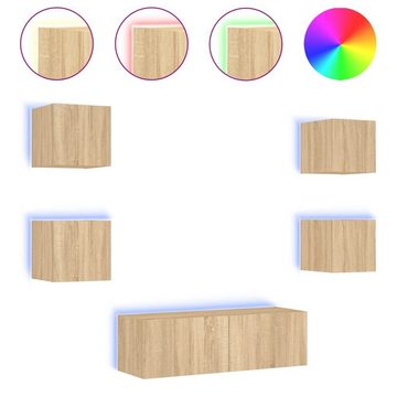 vidaXL TV-Schrank 5-tlg. TV-Wohnwand mit LED-Leuchten Sonoma-Eiche (1-St)