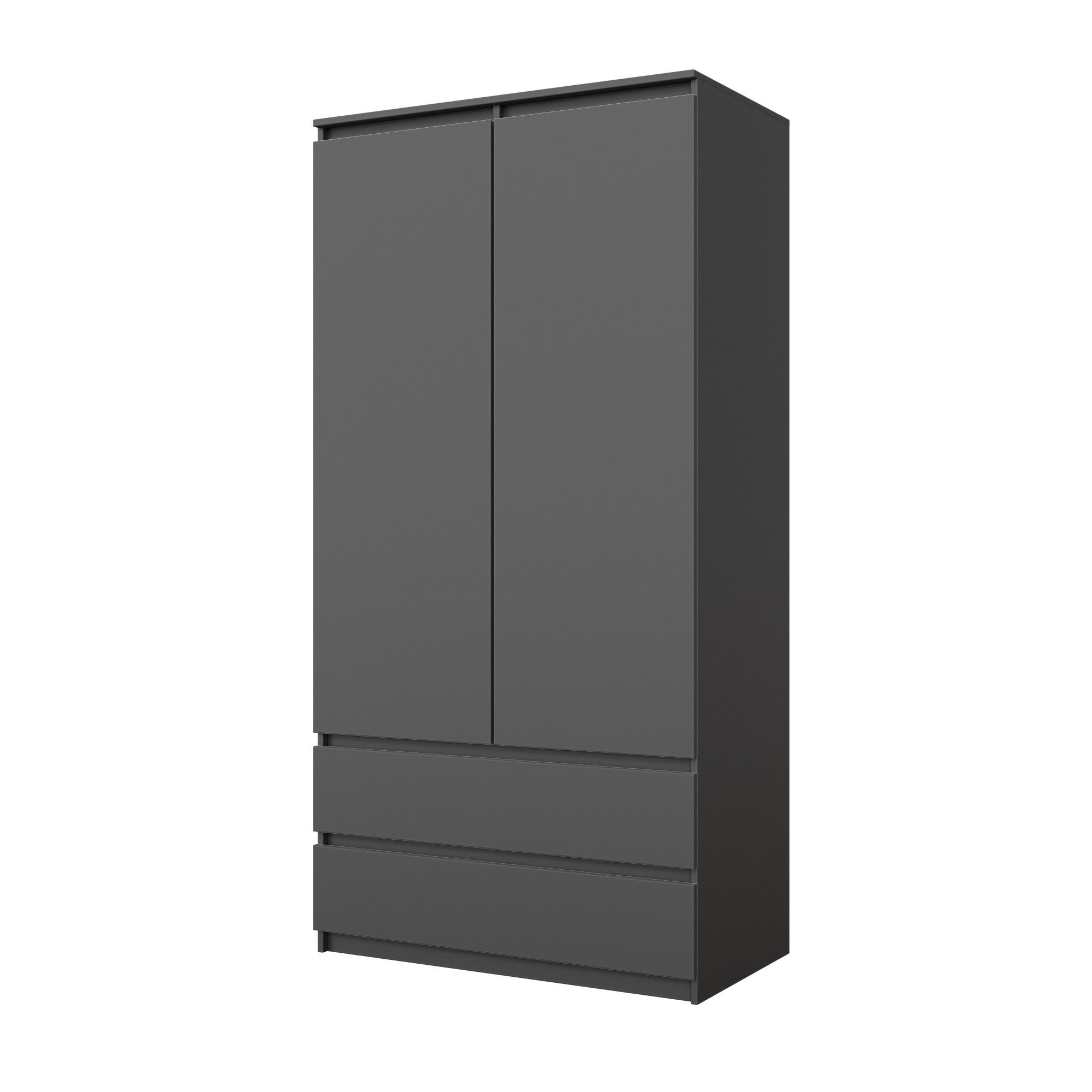 Furnica Kleiderschrank Garderobenschrank, 2 Türen und 2 Schubladen H180 x B90 x T50cm