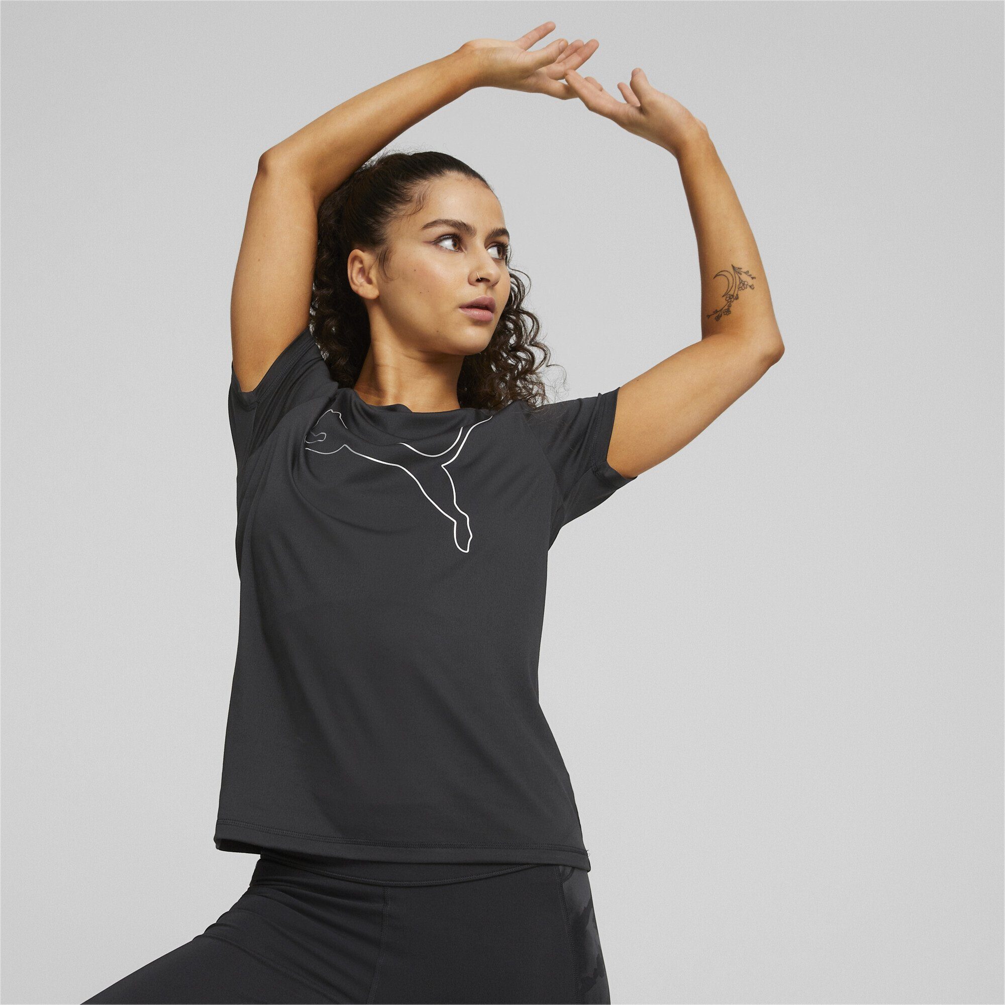 Cat Damen Trainingsshirt PUMA Favourite Black Trainings-T-Shirt Jersey