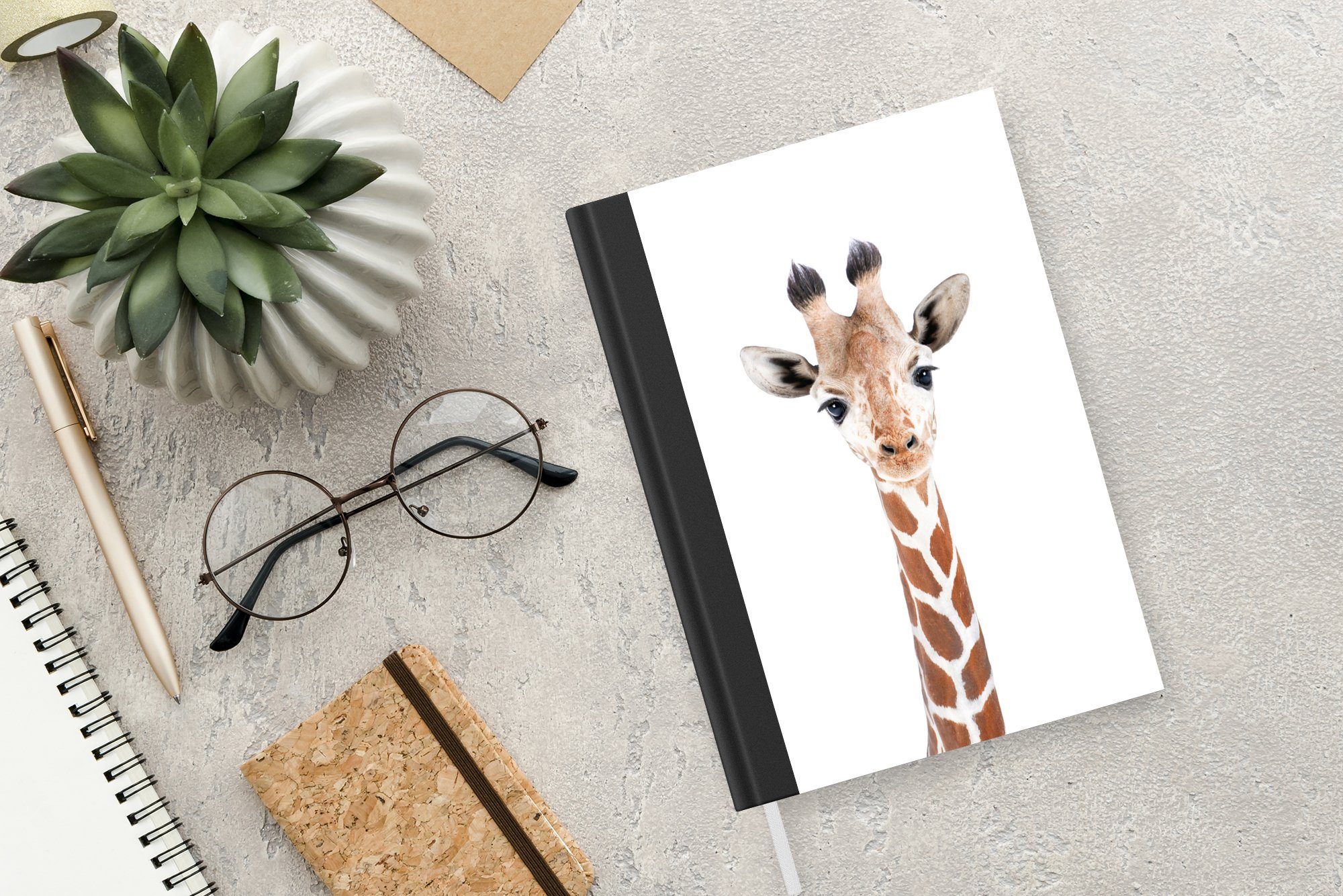 Journal, Notizheft, A5, Giraffe MuchoWow 98 Notizbuch Porträt, Tagebuch, - Merkzettel, Seiten, - Haushaltsbuch Tiere - Natur