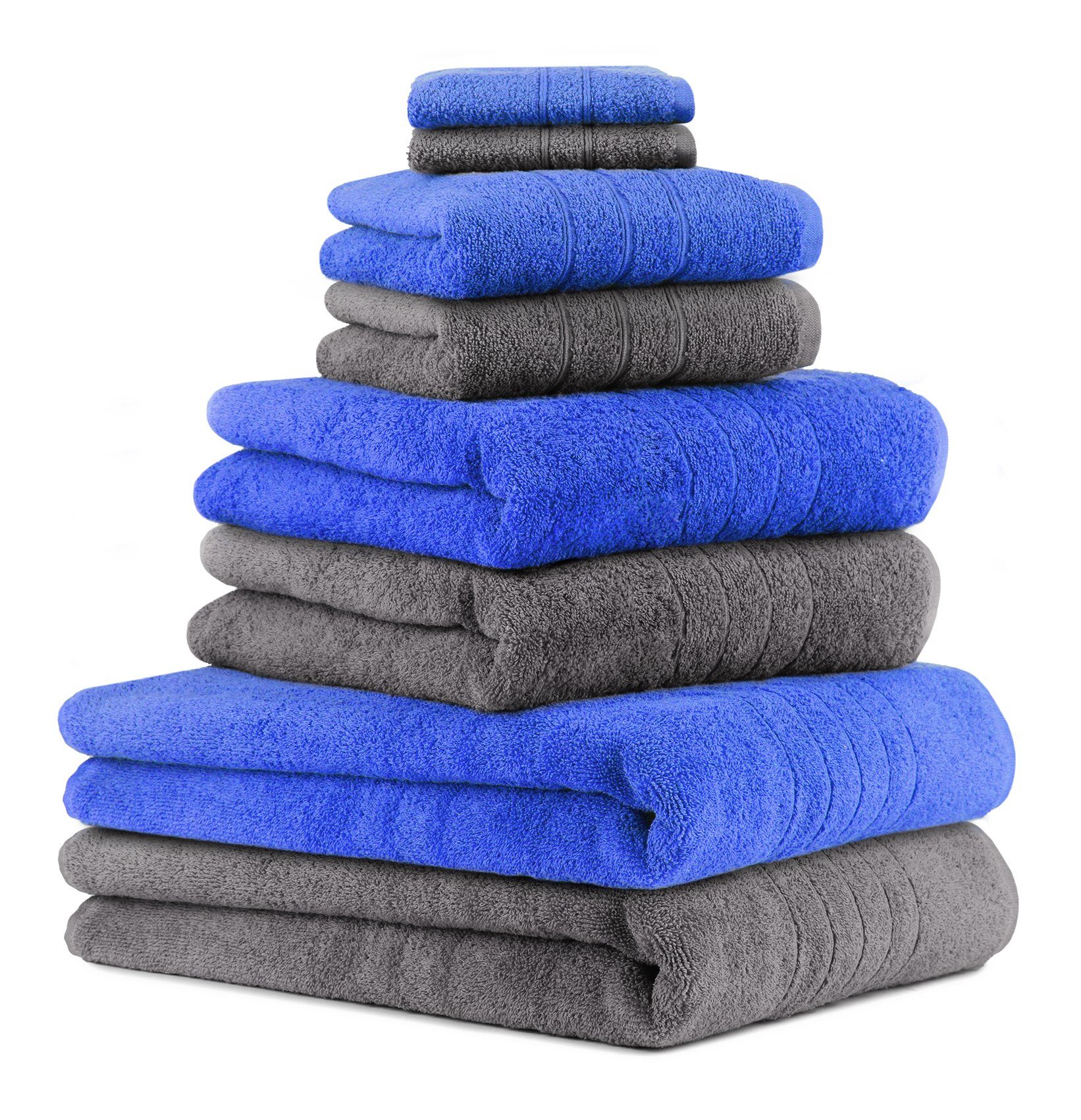 Betz Handtuch Set 8-TLG. Deluxe Farbe anthrazitgrau und blau, 100% Baumwolle (Set, 8-St)
