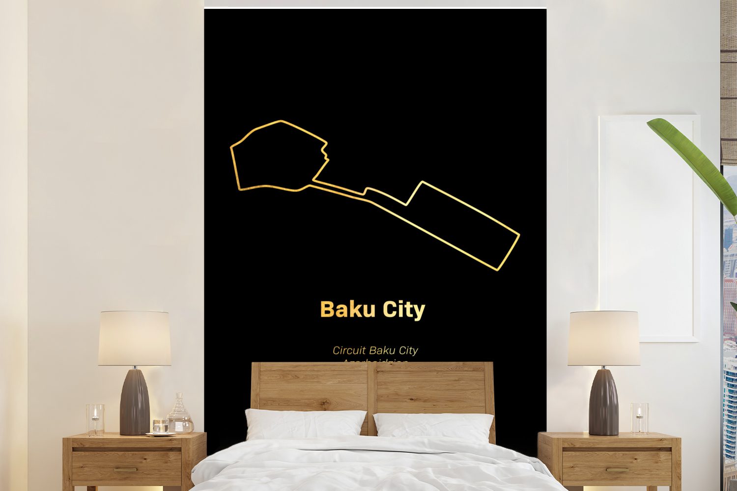 MuchoWow Fototapete Baku - Formel 1 - Rennstrecke, Matt, bedruckt, (3 St), Montagefertig Vinyl Tapete für Wohnzimmer, Wandtapete