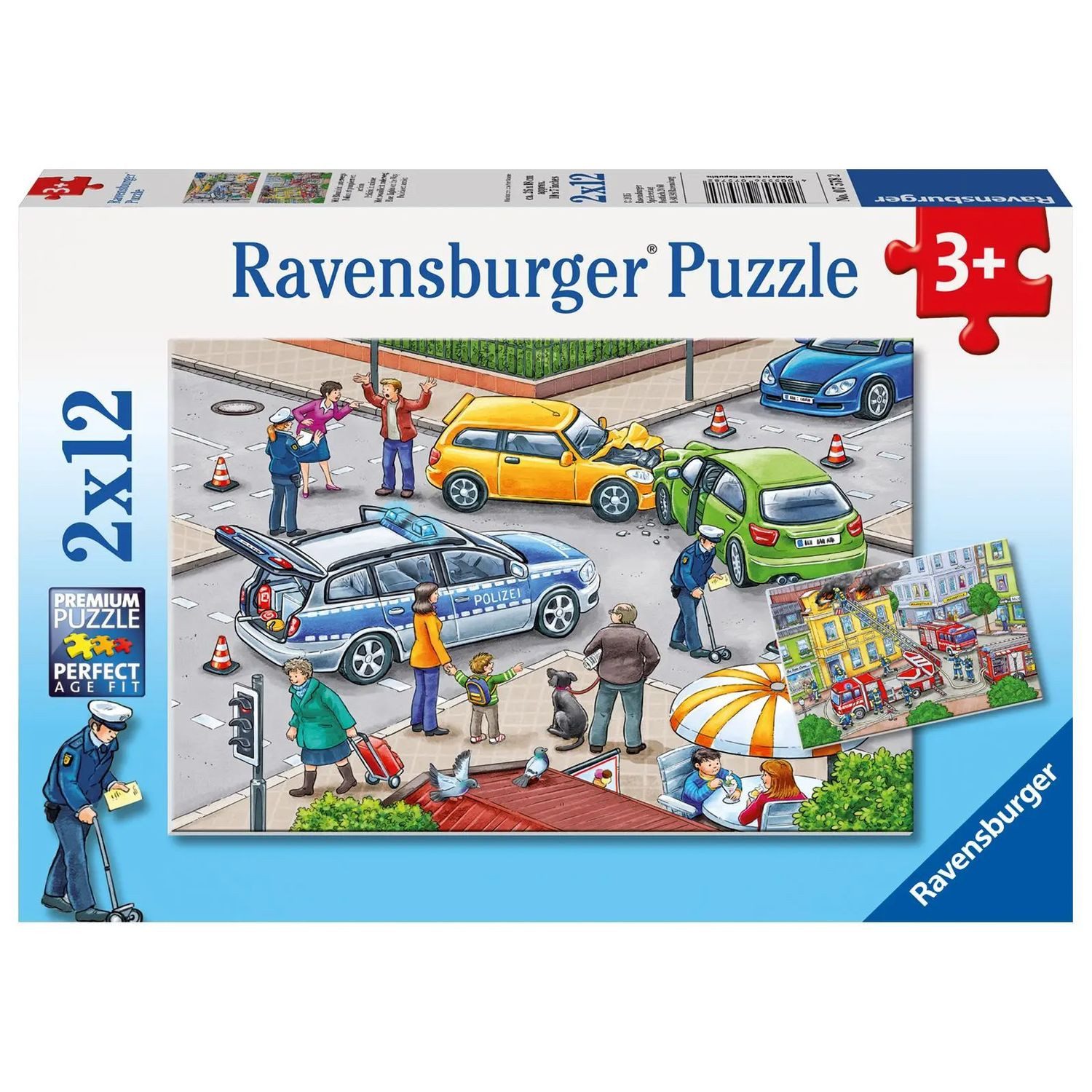 Puzzle Mit Blaulicht unterwegs. Puzzle 2 x 12 Teile
