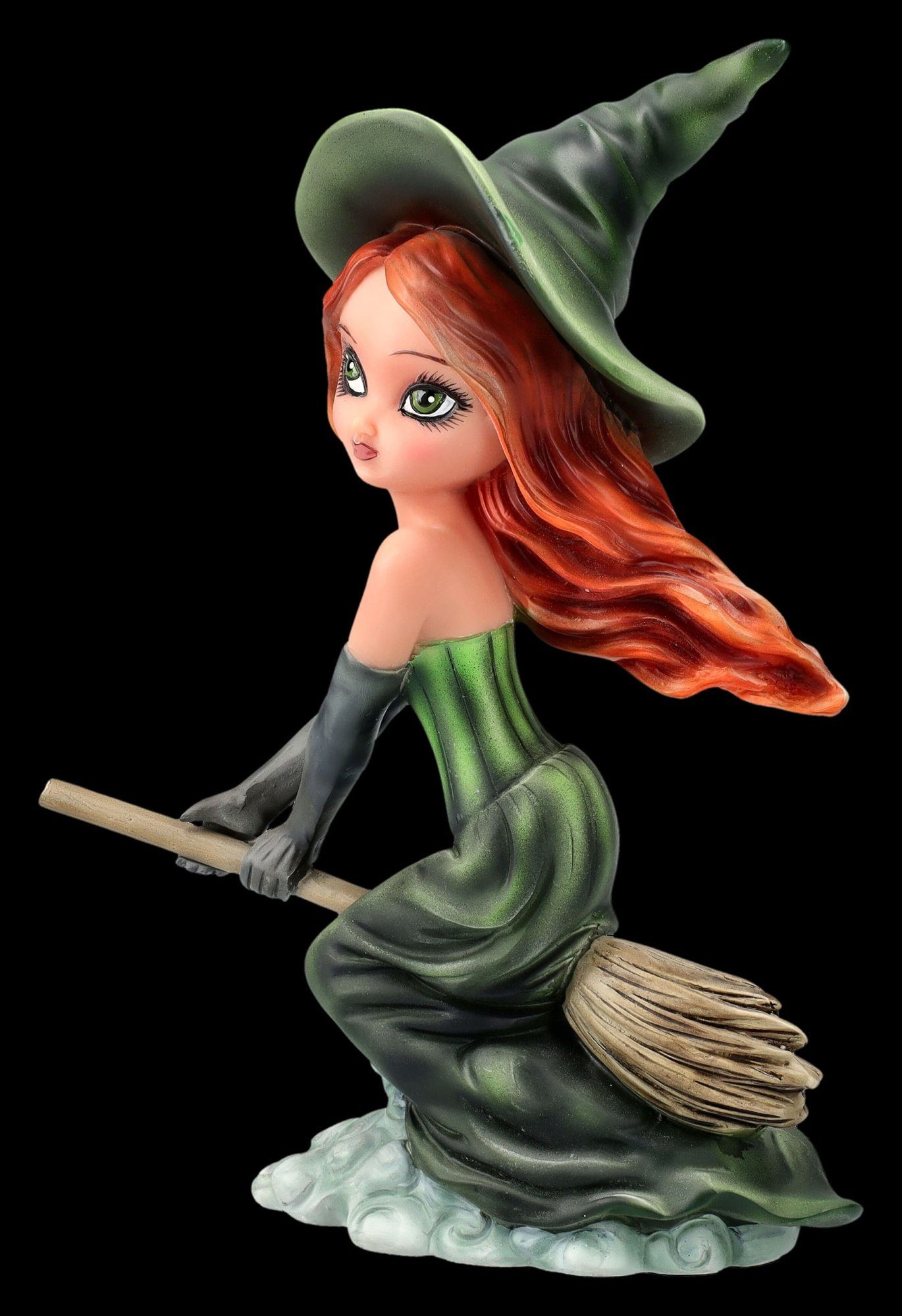 Figuren Shop GmbH Fantasy-Figur Hexen Figur - Willow fliegt auf Besen - Zauberin magische Dekofigur