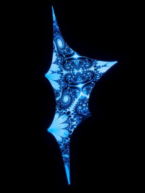 Wandteppich Schwarzlicht Segel Spandex "Fractal White Black II Right", 1,5x2,75m, PSYWORK, UV-aktiv, leuchtet unter Schwarzlicht