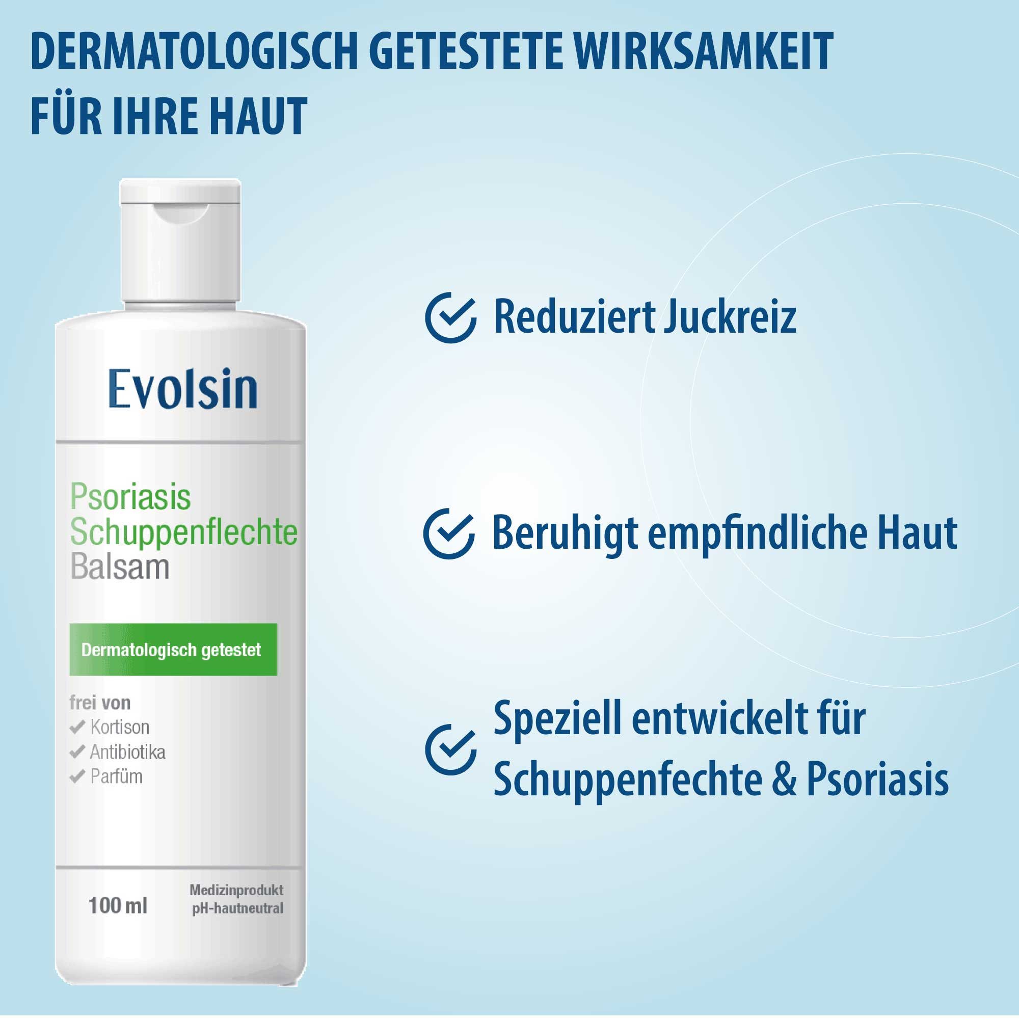 Evolsin Hautcreme Psoriasis Schuppenflechte Balsam - OHNE Kortison, Zertifiziertes Medizinprodukt mit patentierter Wirkweise