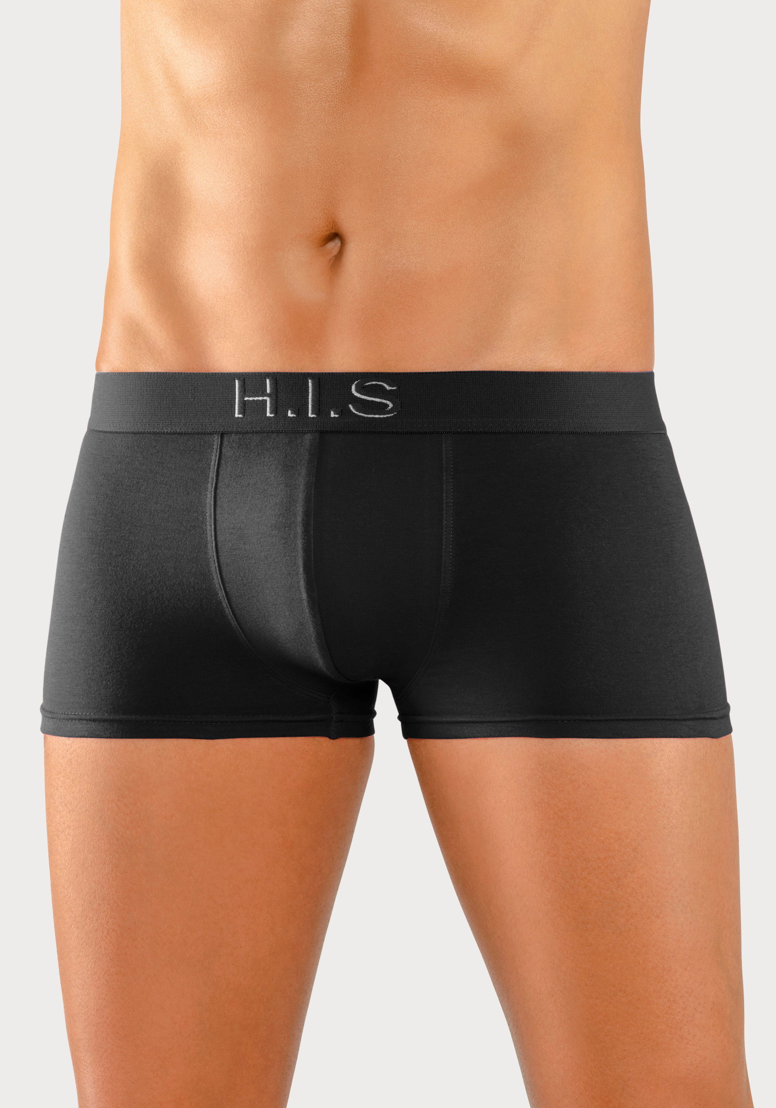 H.I.S Hipster-Form mit schwarz 5-St) in Webbund 3D Effekt am Boxershorts (Packung, mit Logoschriftzug