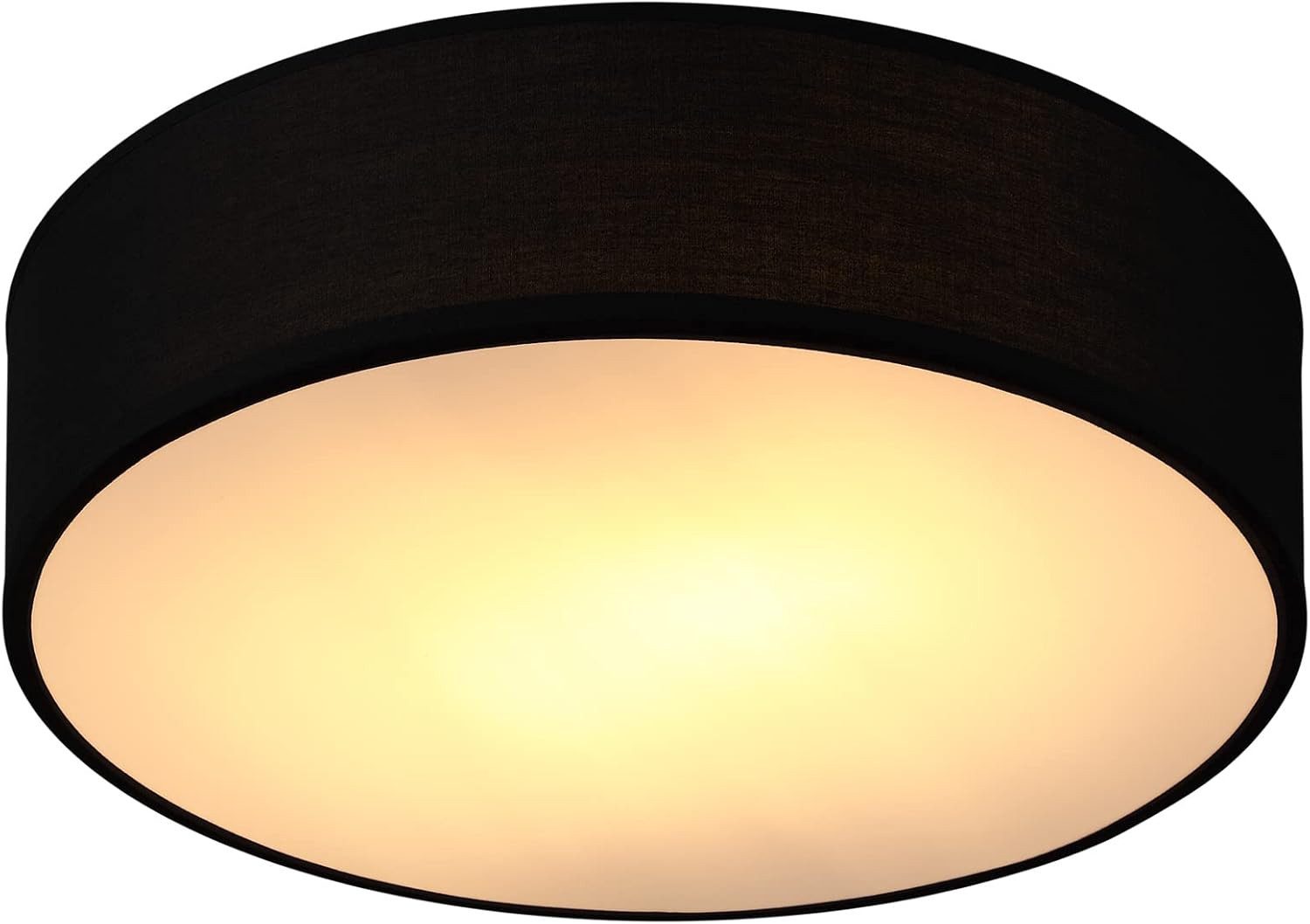 monzana Deckenleuchte Deckenleuchte, Innenbeleuchtung, Deckenlampe Stoff Schwarz 38 cm Modern E27 Rund 2 Flammig