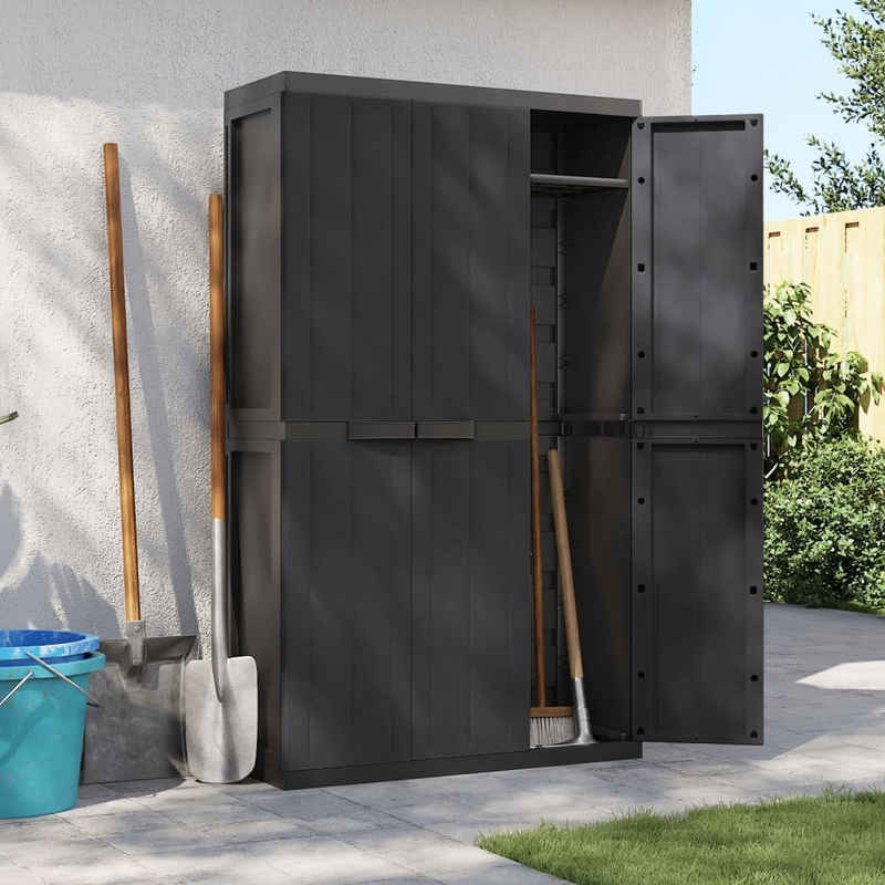 vidaXL Fächerschrank Gartenschrank Schwarz 97x37x165 cm PP (1-St)