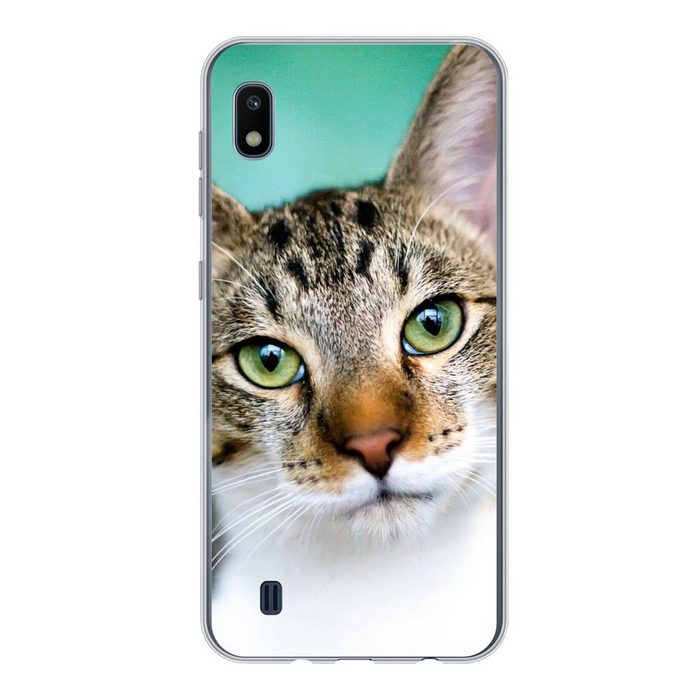 MuchoWow Handyhülle Katze - Porträt - Augen Handyhülle Samsung Galaxy A10 Smartphone-Bumper Print Handy
