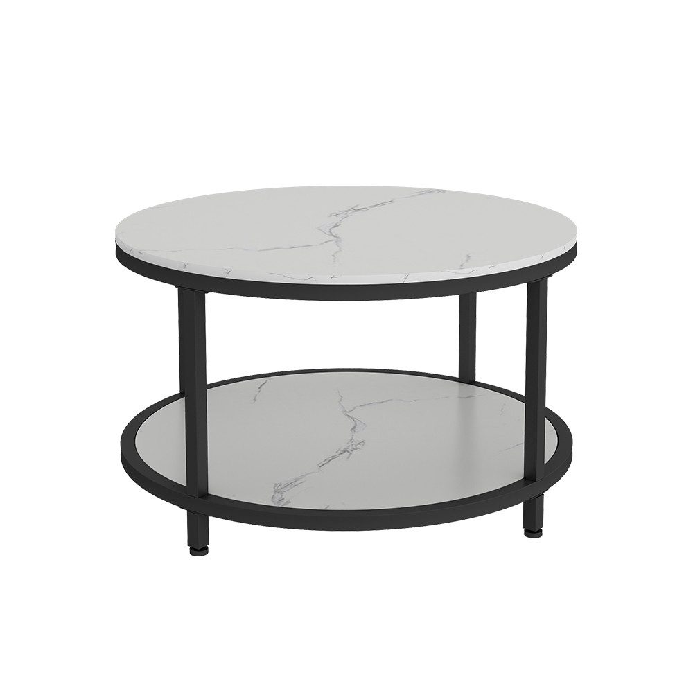 Vicco Couchtisch Ontario, Marmor Weiß, 80 x 80 cm Rund günstig online kaufen