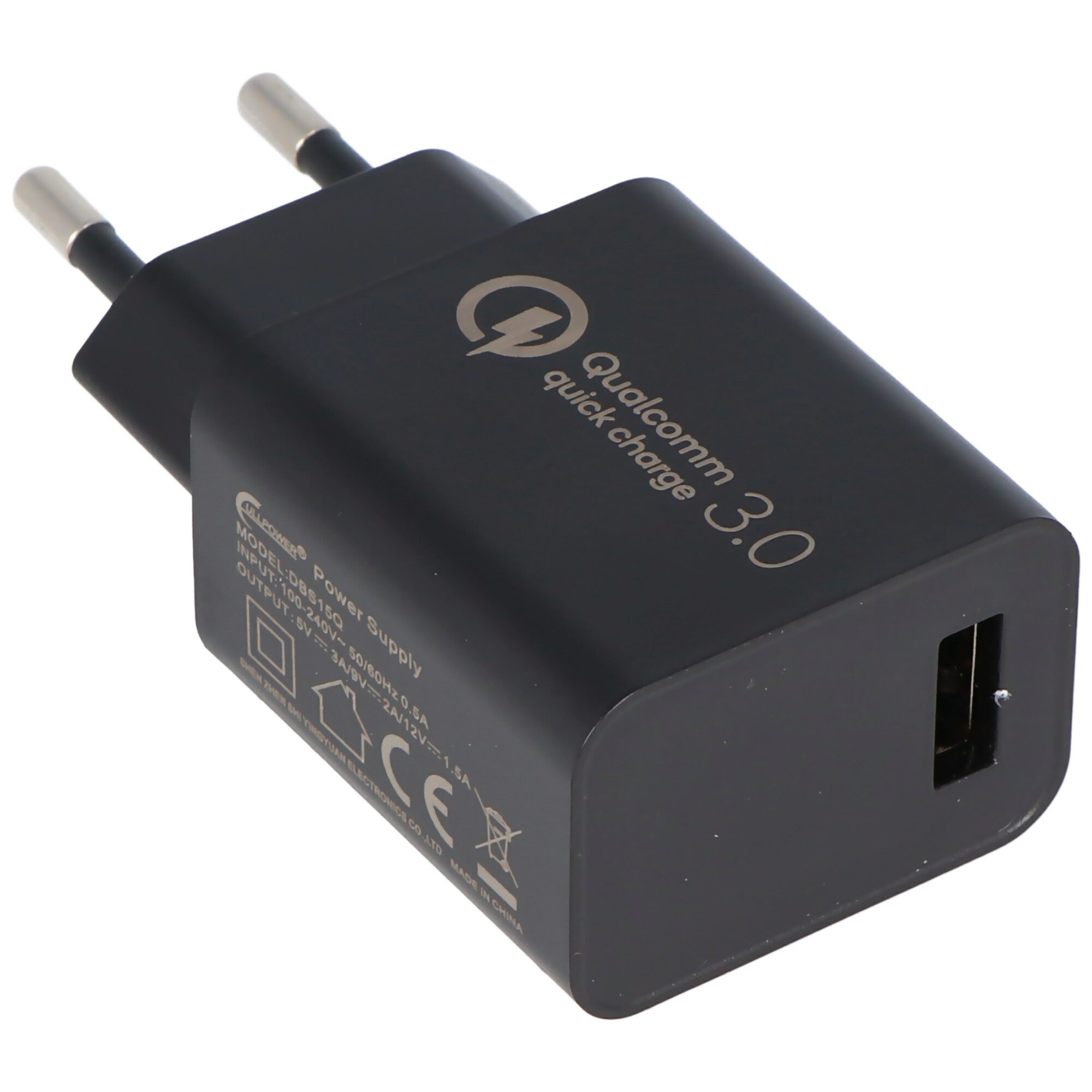 AccuCell Ultra schnelles laden, USB-Netzteil QC3.0 5V 3A, 9V 2A und 12V 1,5A D Akku-Ladestation