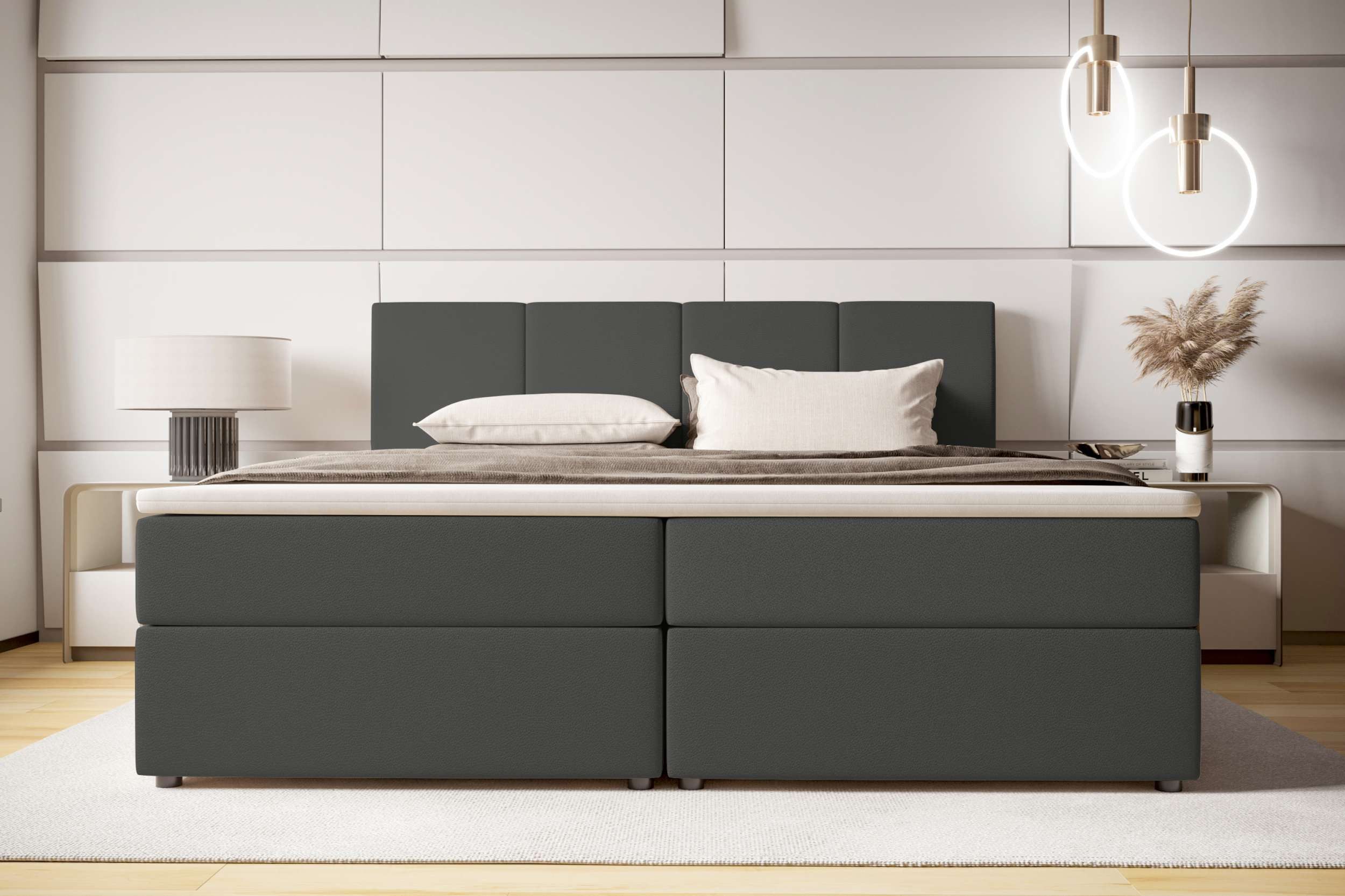 99rooms Boxspringbett Alvaro (Schlafzimmerbett, Bett), 140/160/180x200, mit Topper, Matratze, beidseitig öffnender Bettkasten