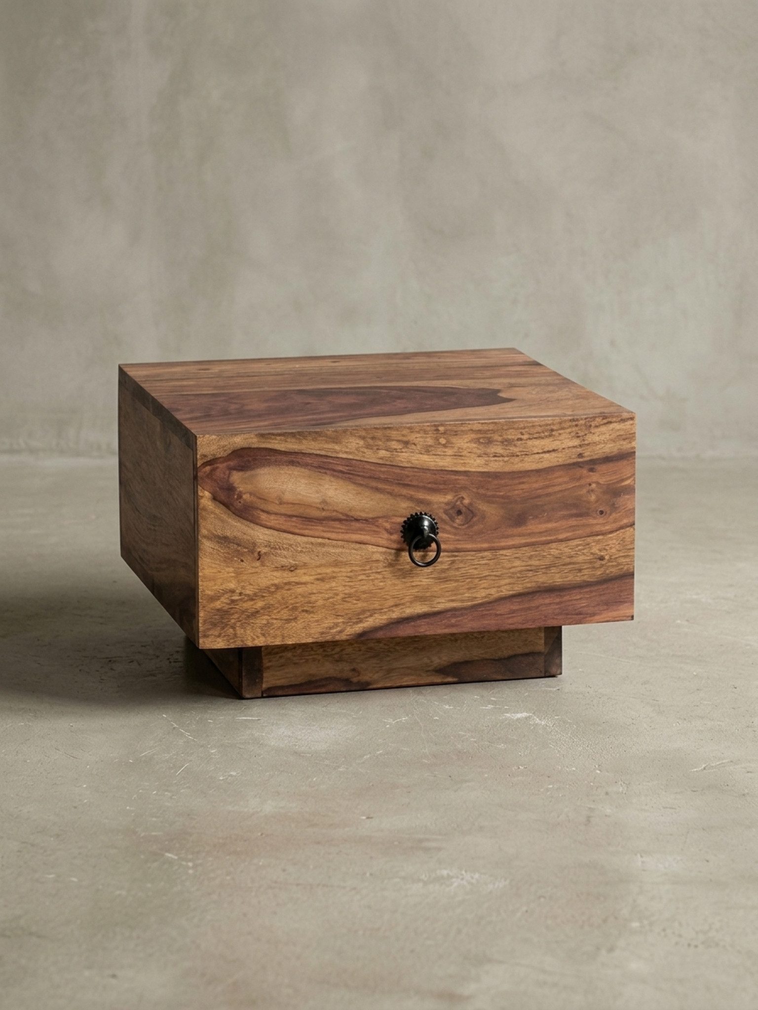 KADIMA DESIGN Nachttisch Design Nachttisch MUMBAI Massiv-Holz 40x40x25 cm Schlafzimmer (Nachtschrank Natur-Holz Nachtkonsole), Moderne Nacht-Kommode mit Schublade