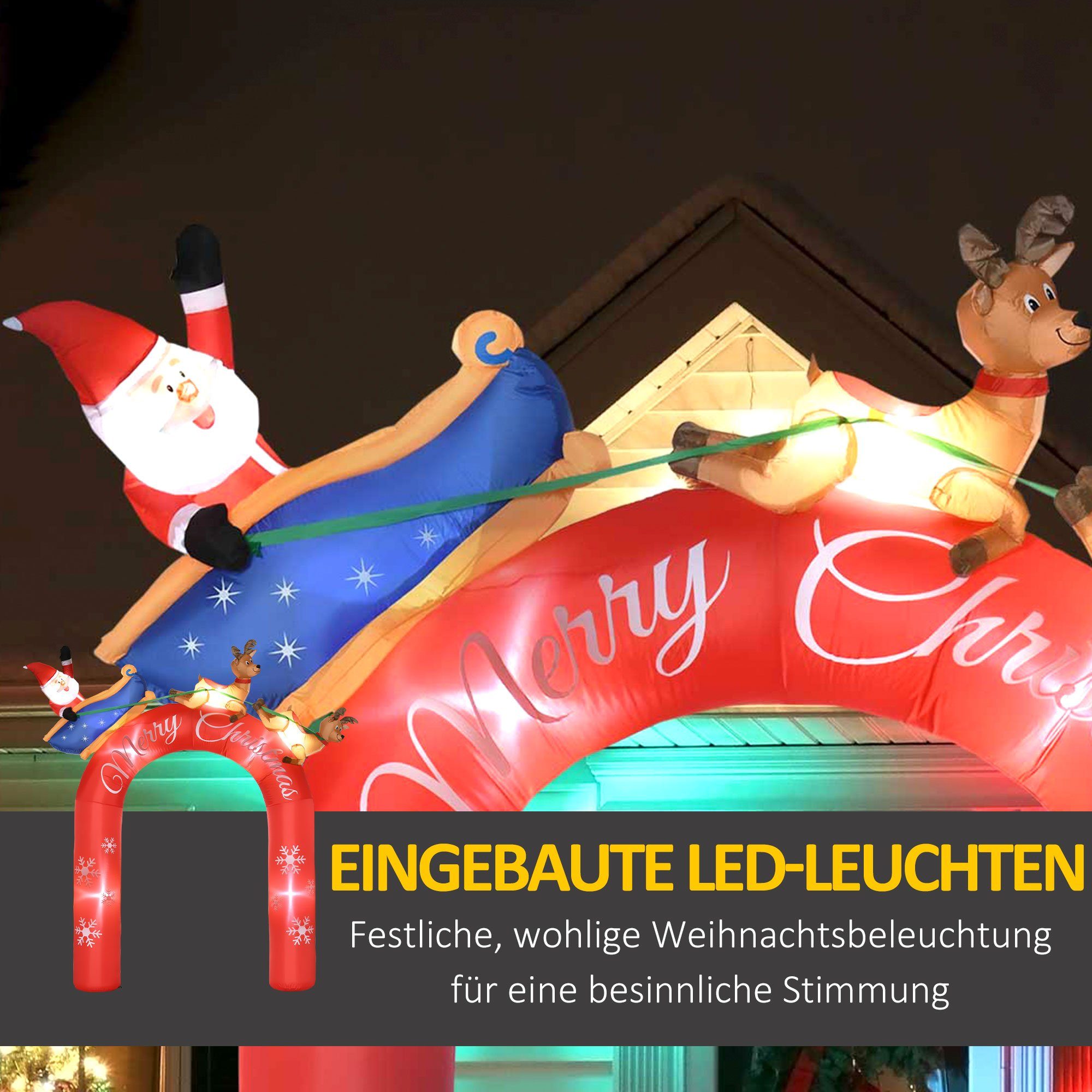 Outsunny Weihnachtsfigur Weihnachtsdeko, Torbogen x groß Weihnachtsdekoration), aufblasbar, Wassserdicht Licht, (mit Weihnachtsmann, Aufblasbare 1 LED mit