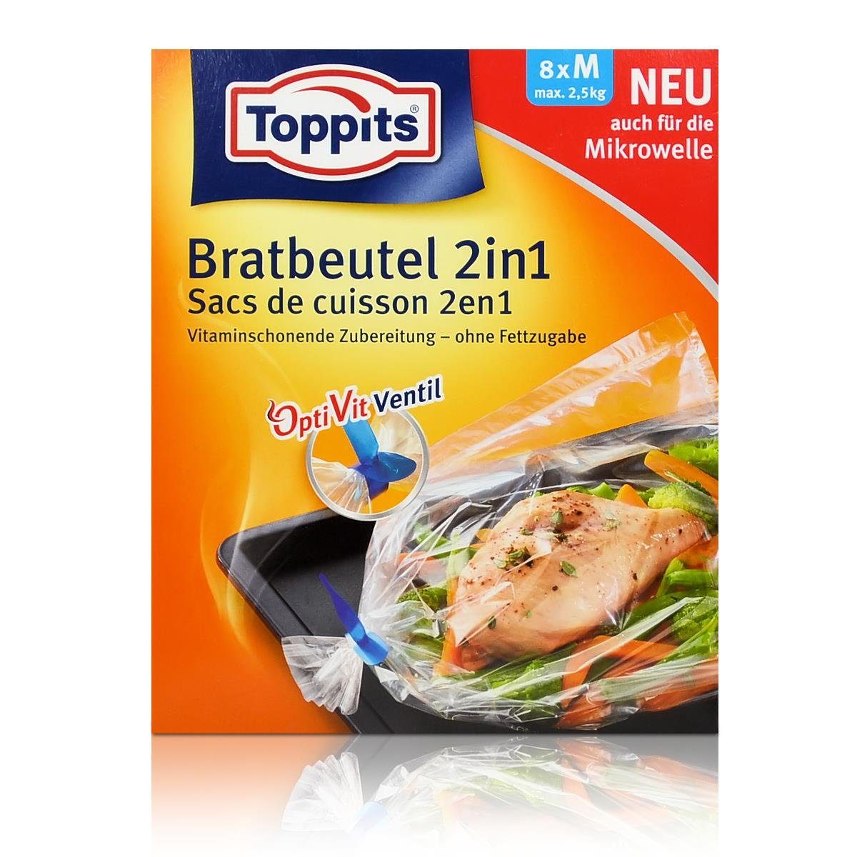 Toppits Küchenorganizer-Set Toppits Bratbeutel 2in1 Inhalt 8 stk. - Größe M - max. 2,5 kg