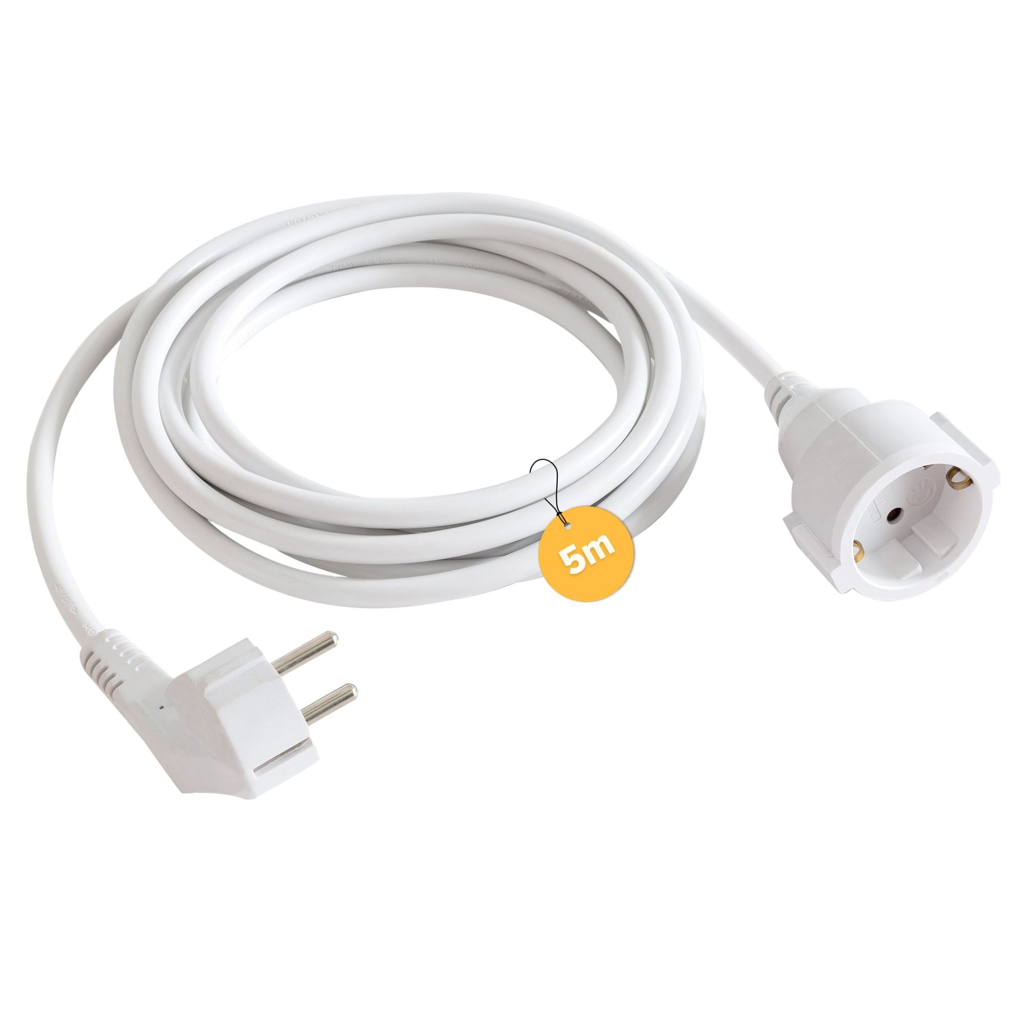 Arebos, IP20 Innenbereich, Kunststoffleitung, 5 m Verlängerungskabel, Typ F (Schuko), (5 cm), Aderzahl: 3 - Spannung: 230V - Nennstromaufnahme: 16 A