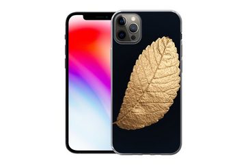 MuchoWow Handyhülle Gold - Blätter - Schwarz - Pflanzen - Luxus - Natur, Handyhülle Apple iPhone 12 Pro Max, Smartphone-Bumper, Print, Handy