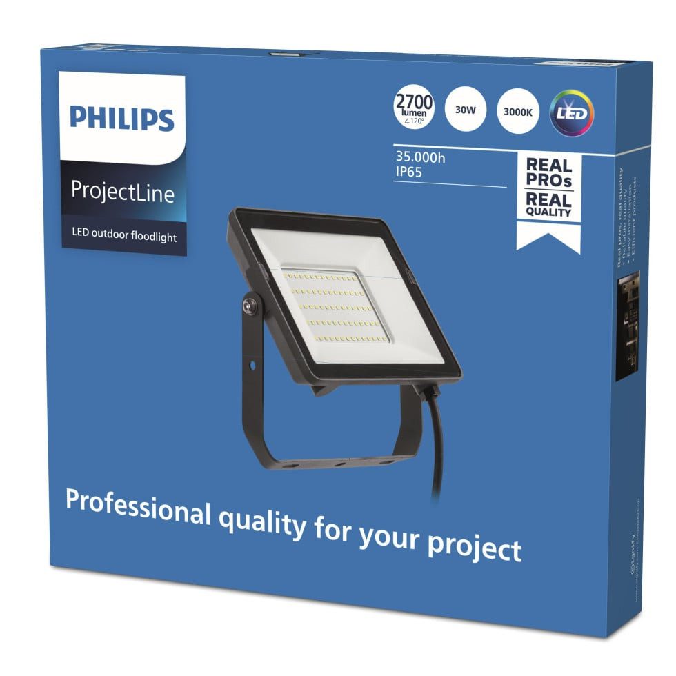 Philips Flutlichtstrahler Philips LED Flutlicht ProjectLine 30W warmweiß, Inkl. Leuchtmittel, Nicht dimmbar ohne Bewegungsmelder