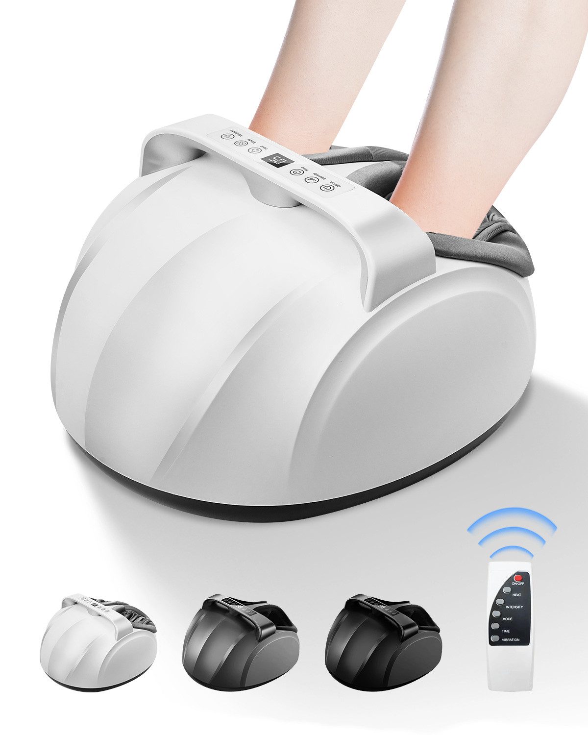 MCURO Shiatsu-Fußmassagegerät Fußmassagegeräte 360° Kneten Rollen und Luftkompression, 5 Modi,9 Intensitätsstufen, Fußmassagegeräte mit Wärmefunktion Für Zuhause und Büro