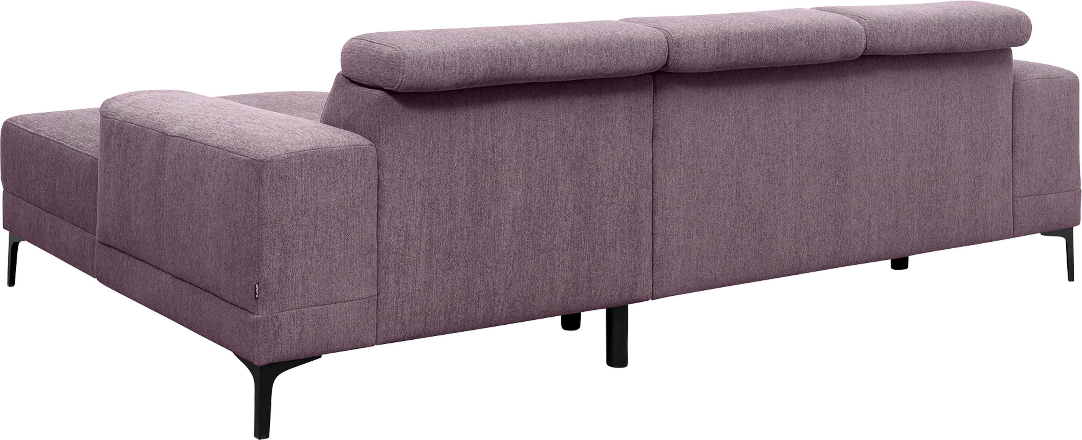 sofa Kopfstützen, 3 - stellbar Ecksofa wahlweise Raum fashion Sitztiefenverstellung, Ophelia, im frei exxpo