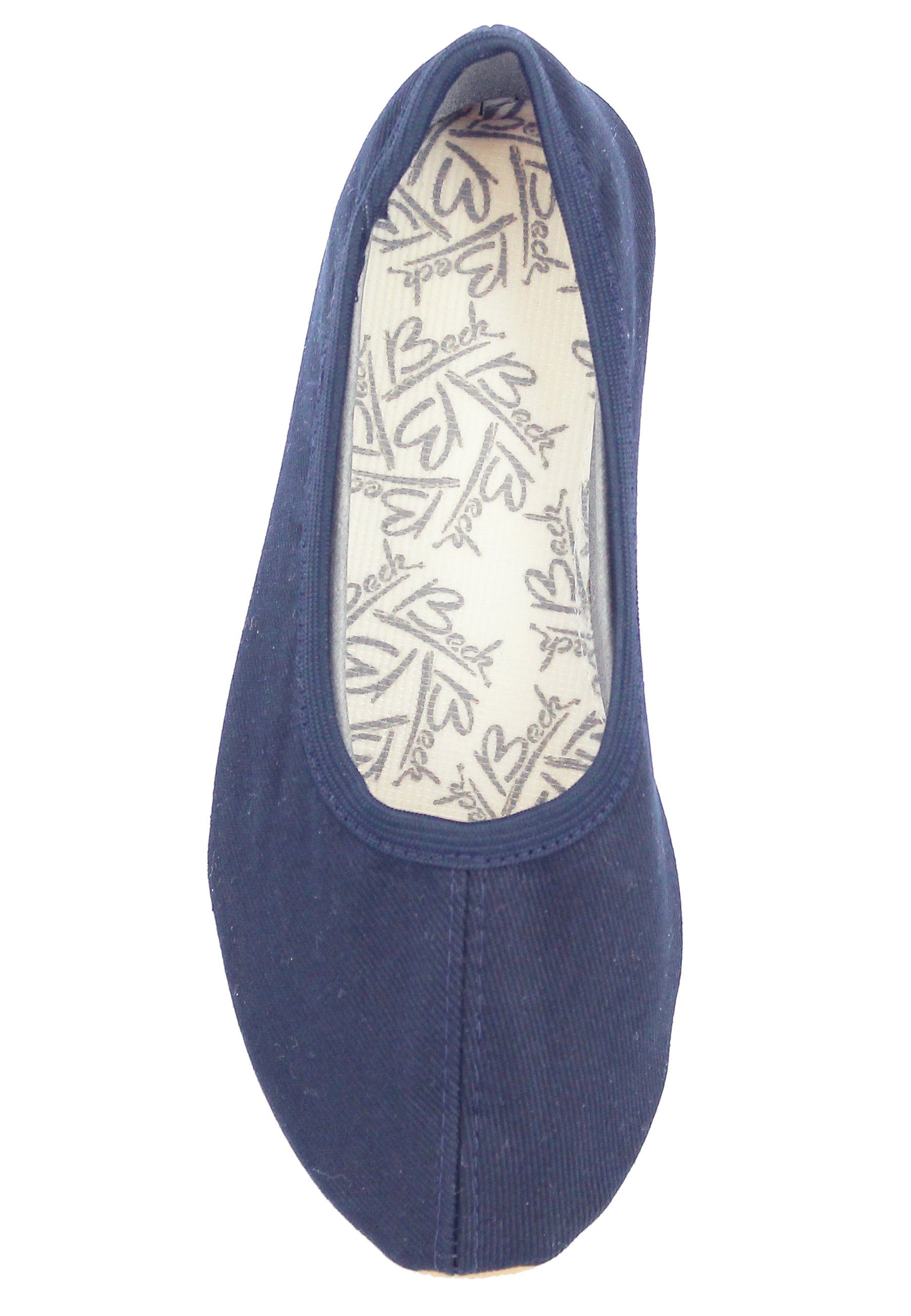 Beck Schläppchen aus Baumwolle, Gummisohle Gymnastikschuh (rutschfest) Handmade in Erlenbach