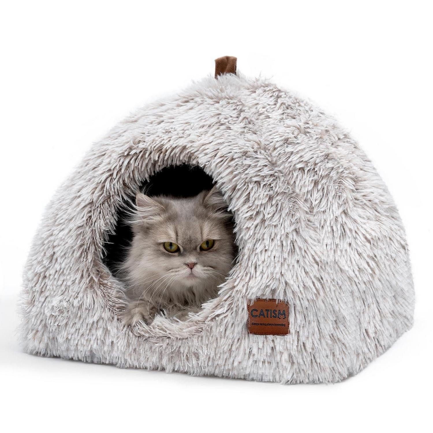 LuxusKollektion Tierbett Katzenbett Igluhöhle 2-in-1 Zelt-Hundebett