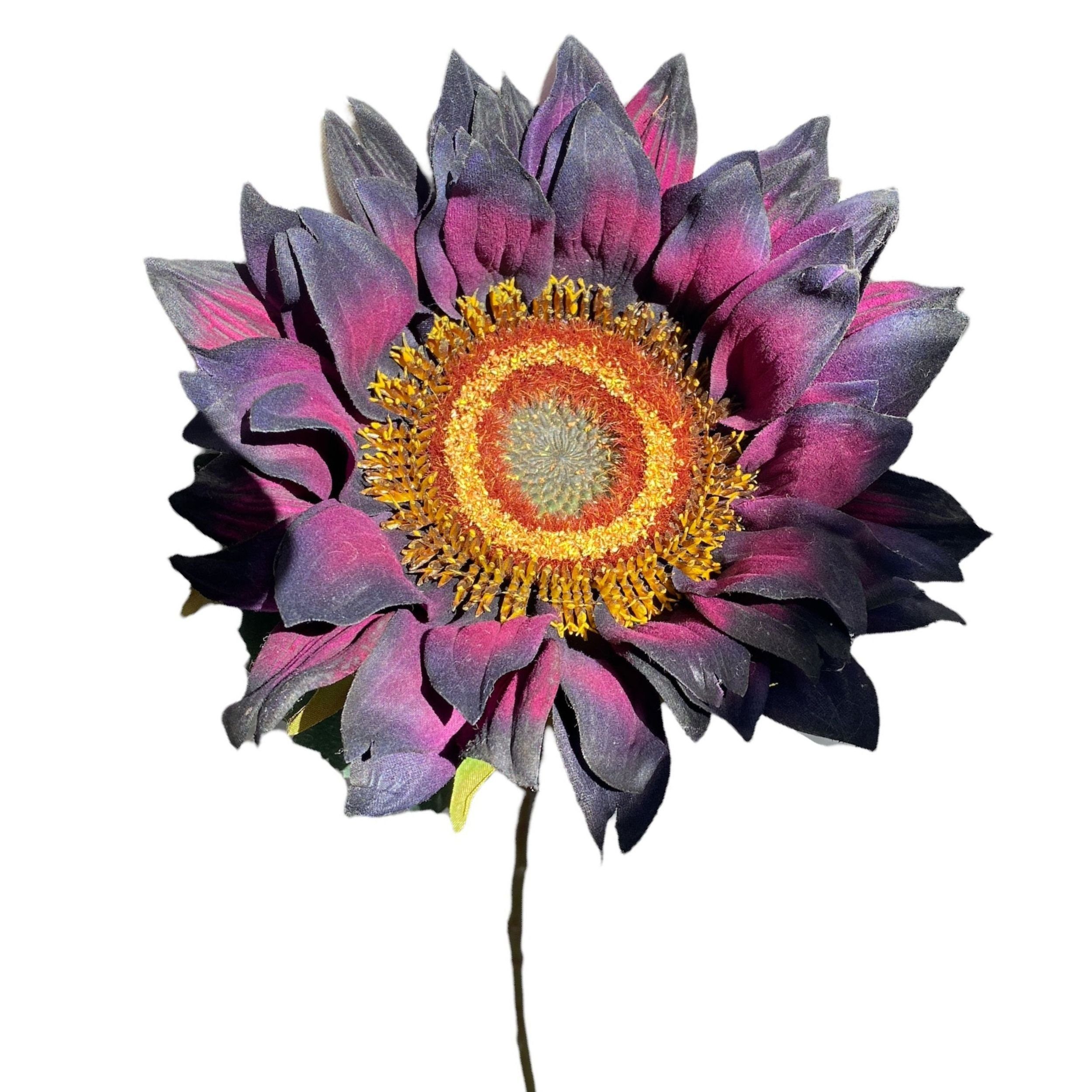 Kunstblume Große lilafarbene bunte Sonnenblume Künstliche Pflanze, 70cm, Flor & Decor Import GmbH