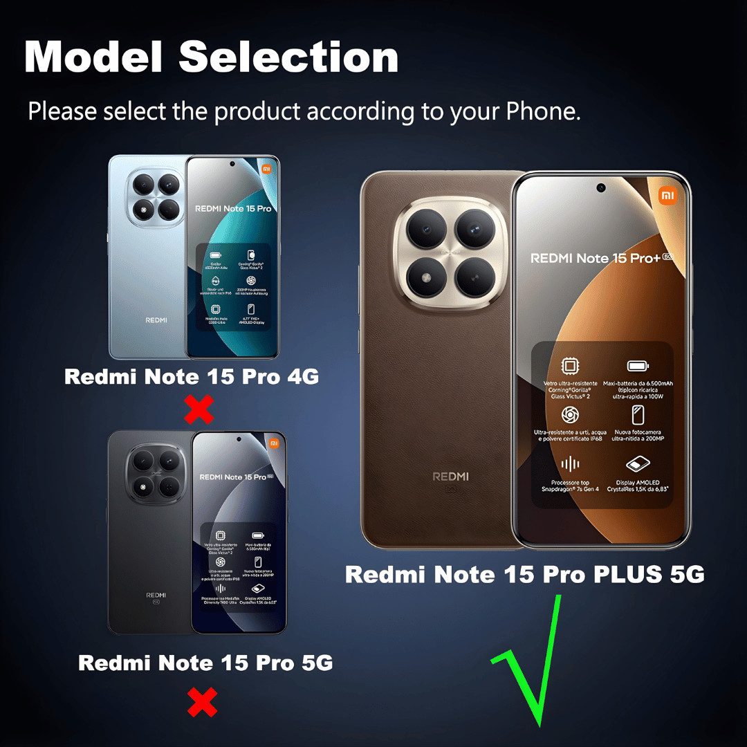 SmartUP Smartphone-Hülle + 2X Schutzglas für Xiaomi Redmi Note 15 Pro Plus 5G MagSafe Full 9H 6,67 Zoll, MagSafe-Technologie, integrierter Kameraschutz – Bild 2 von 5