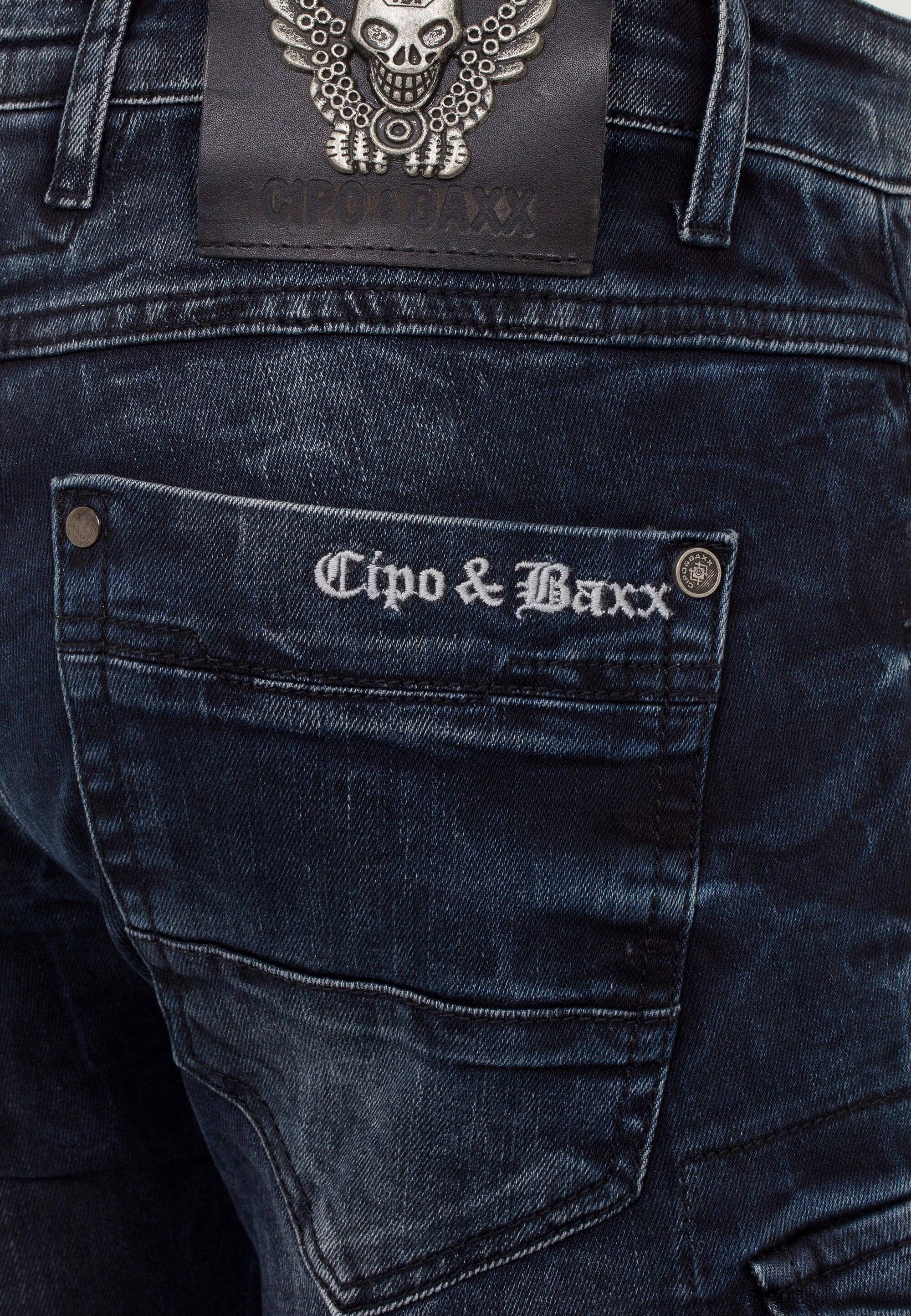 mit in & Straight Slim-fit-Jeans Cipo Baxx Verschlussschnallen Fit