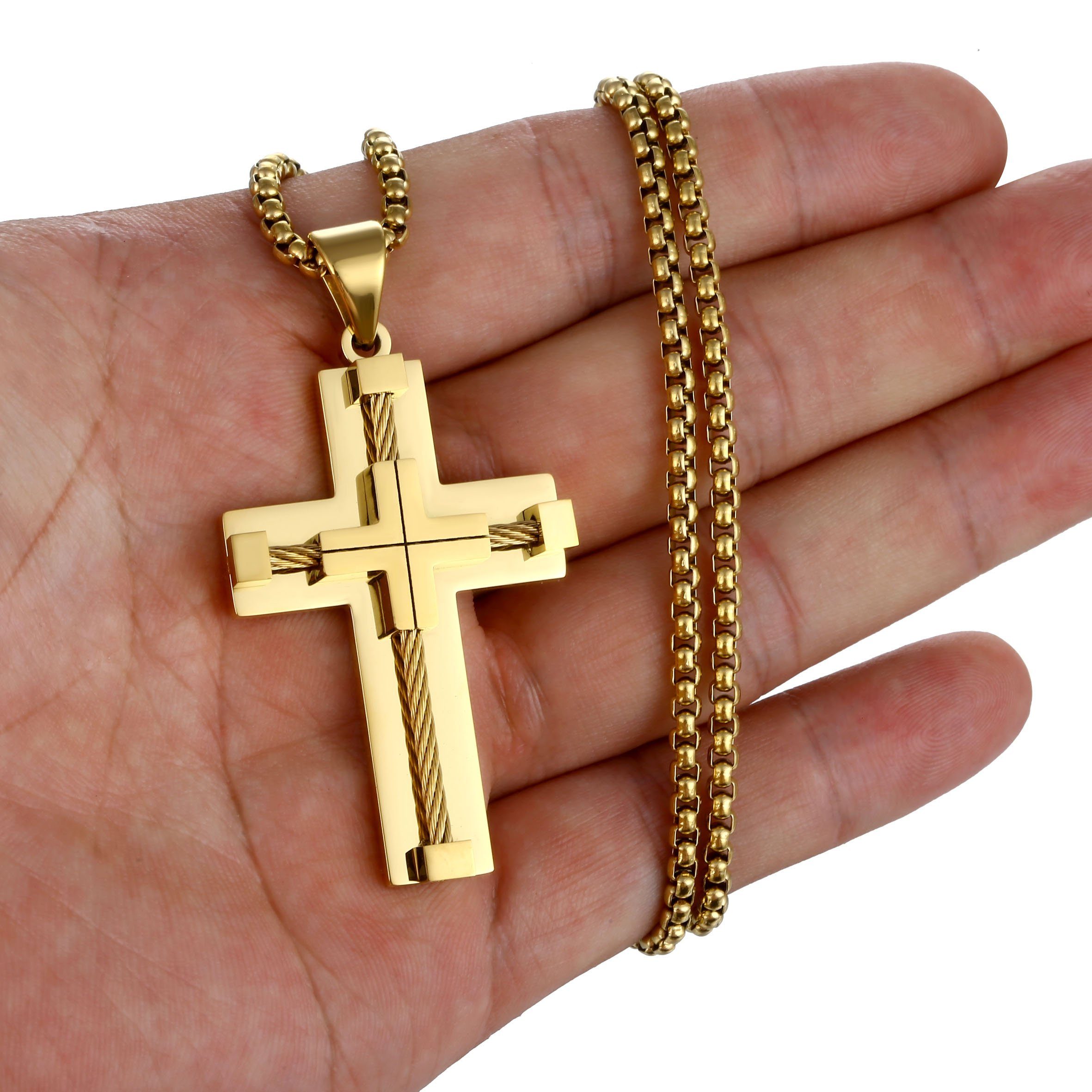 Karisma Kreuzanhänger Edelstahl Kette Länge 50cm/2mm Dicke Kreuz XXL Draht, günstig online kaufen