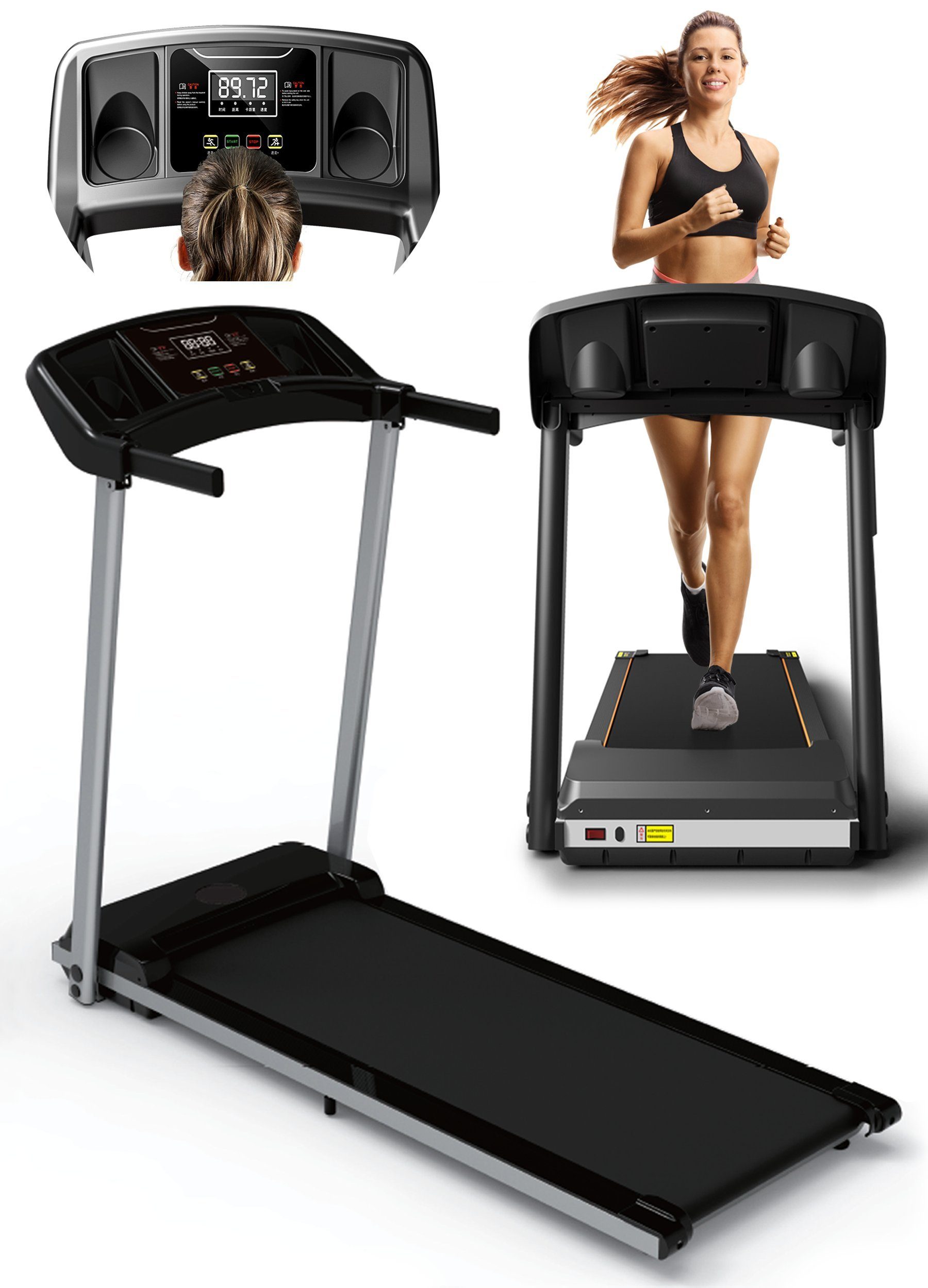 VENDOMNIA Laufband Treadmill - LCD-Display, 1000W, Lauffläche 100x38cm -  (Trainingszeit, Distanz, Kalorienverbrauch, Geschwindigkeit), klappbar,  elektrisch, bis 6Km/h