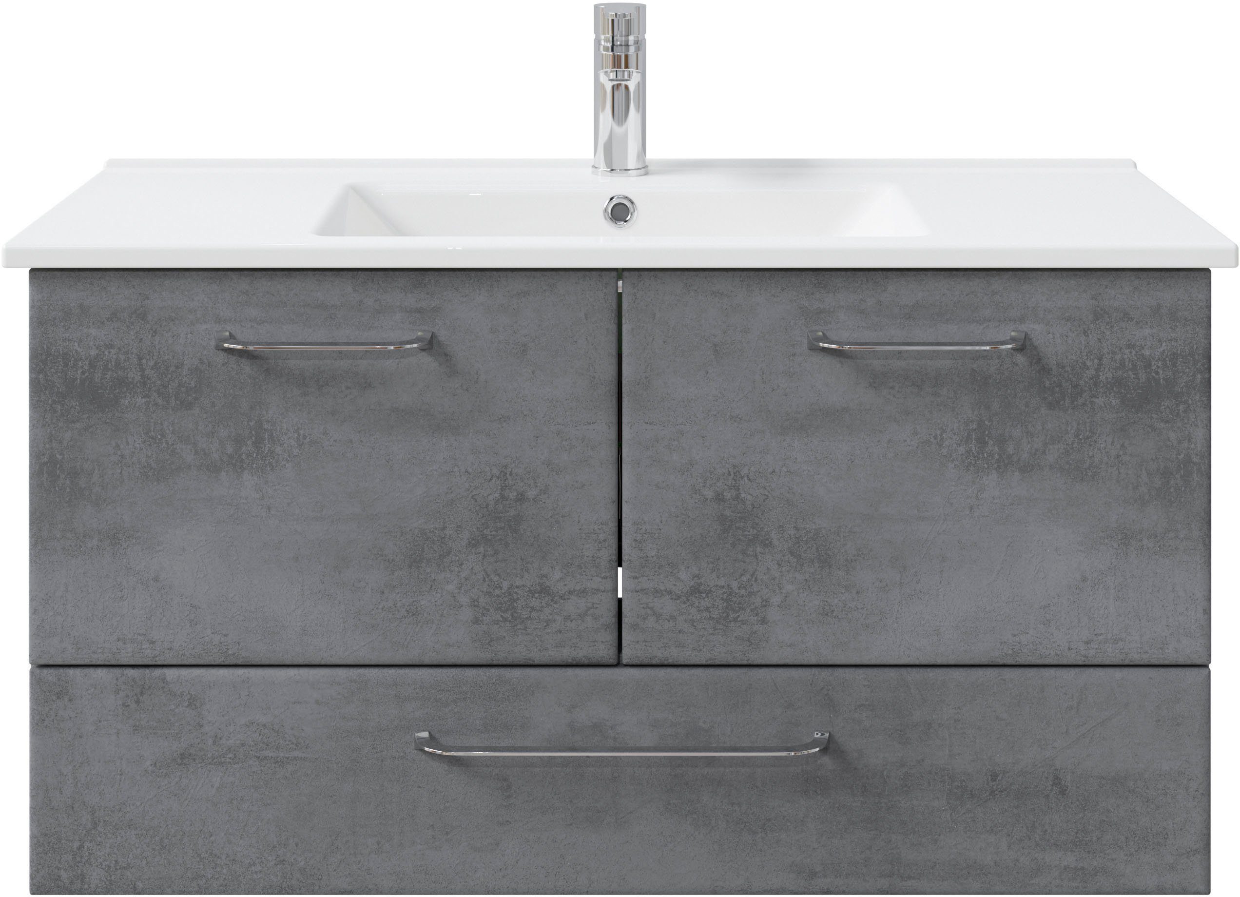 Badmöbel-Set Quickset 945 Keramik-Waschtisch mit Unterschrank, 100 cm breit