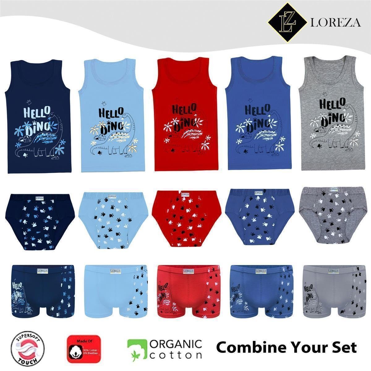 LOREZA Slip 10er Set Jungen Slips - Dino- Bunt (Set, 10-St)