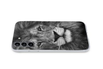 MuchoWow Handyhülle Tierprofil Persischer Löwe in schwarz und weiß, Phone Case, Handyhülle Samsung Galaxy S21 Plus, Silikon, Schutzhülle