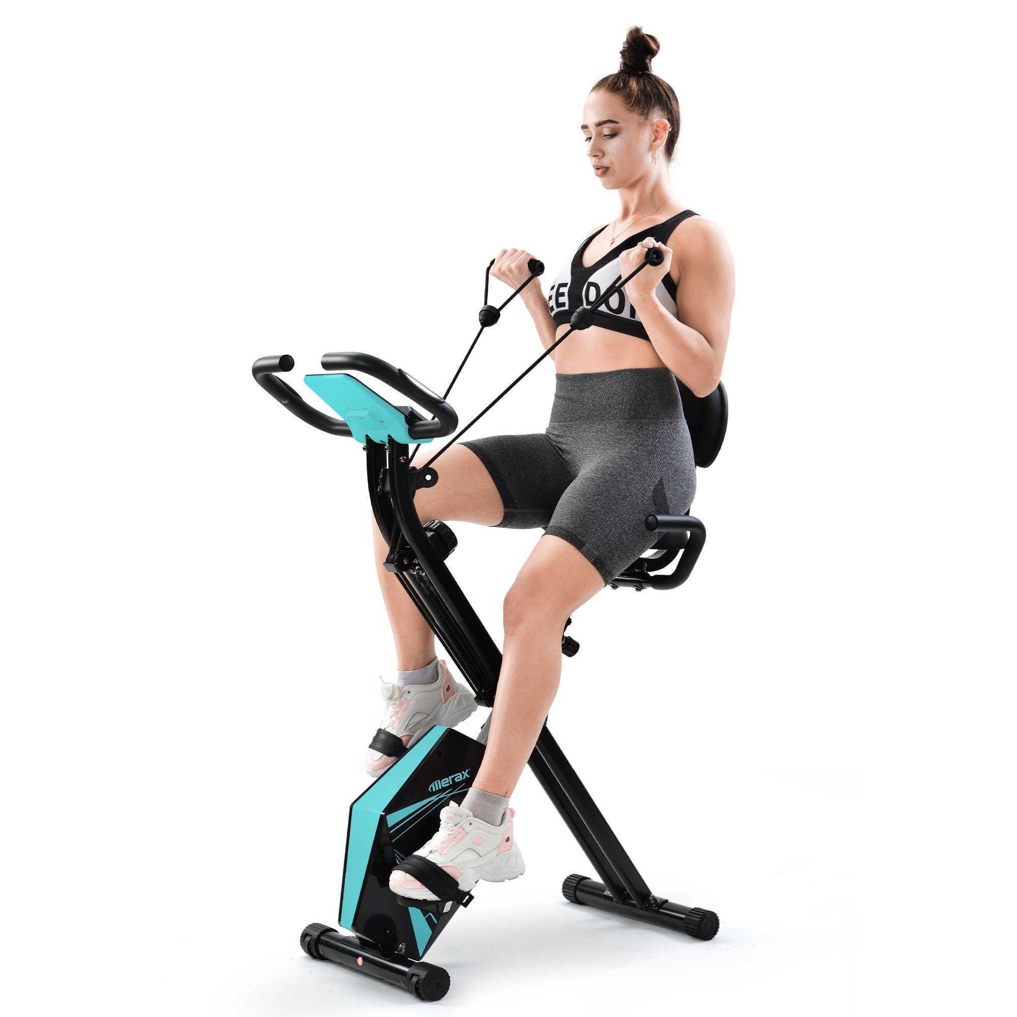 Merax Fahrradtrainer »klappbar Heimtrainer X bike, Fitnessfahrrad mit  LCD-Bildschirm«, einstellbarer Höhe und Expanderbändern, belastbar bis 110  kg online kaufen | OTTO