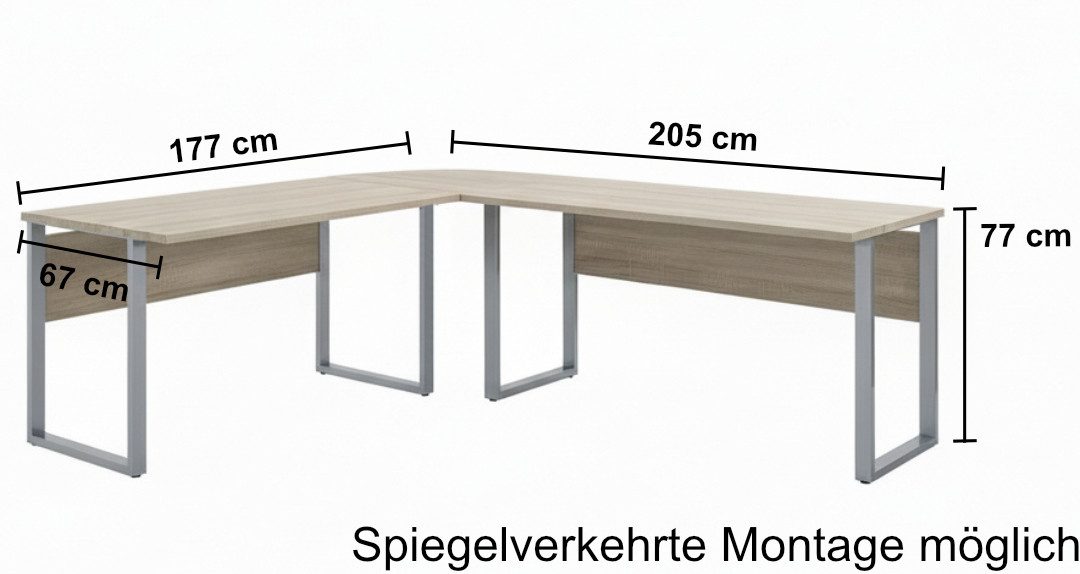 moebel-dich-auf Büromöbel-Set TABOR PRO Set 3, (abschließbar, Metallgriffe, 5-tlg., Winkelschreibtisch mit Rollcontainer + Aktenschrank + 2 Aktenregale), Made in Germany