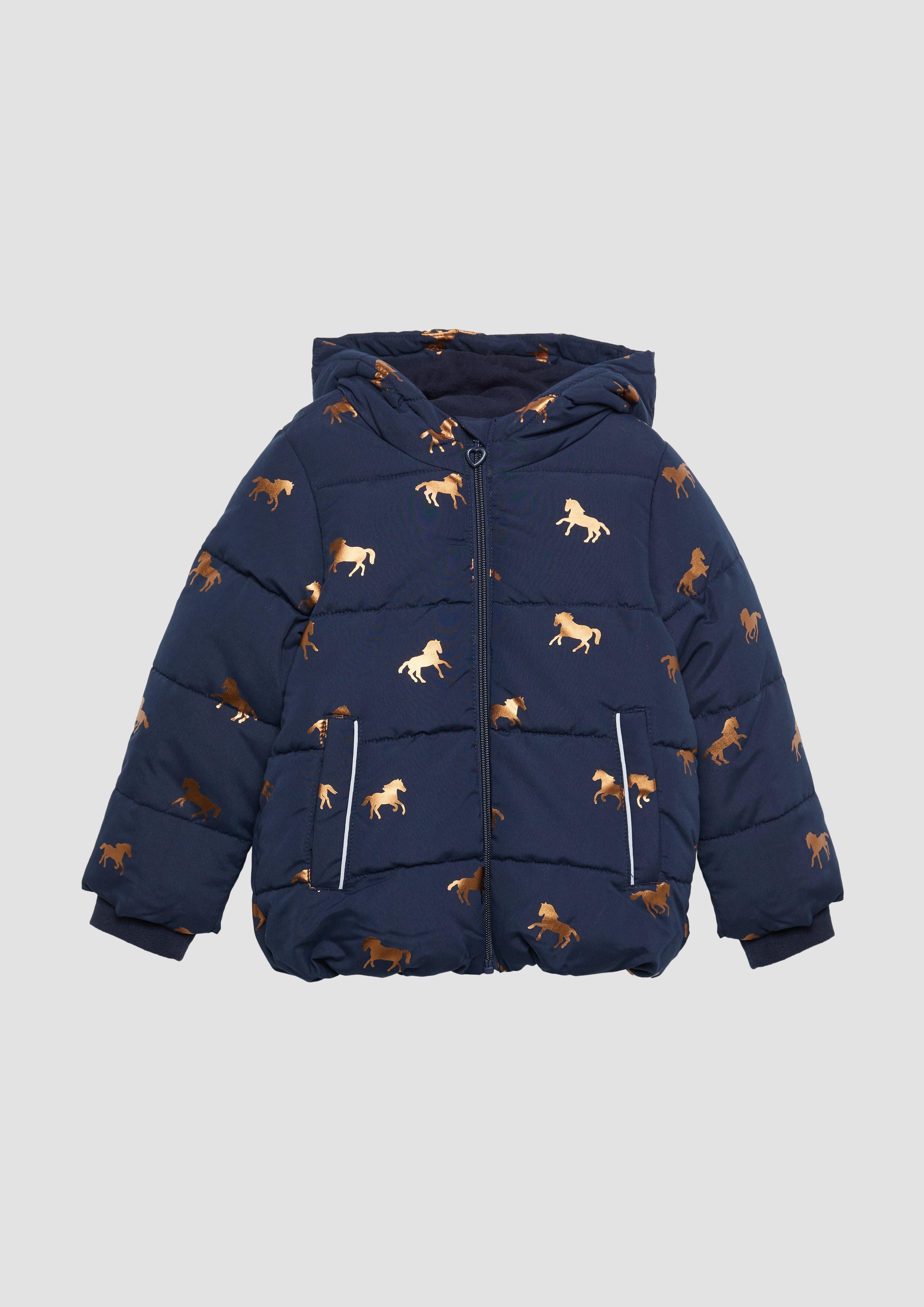 Funktionsjacke Steppjacke mit schimmerndem Print und Fleecefutter