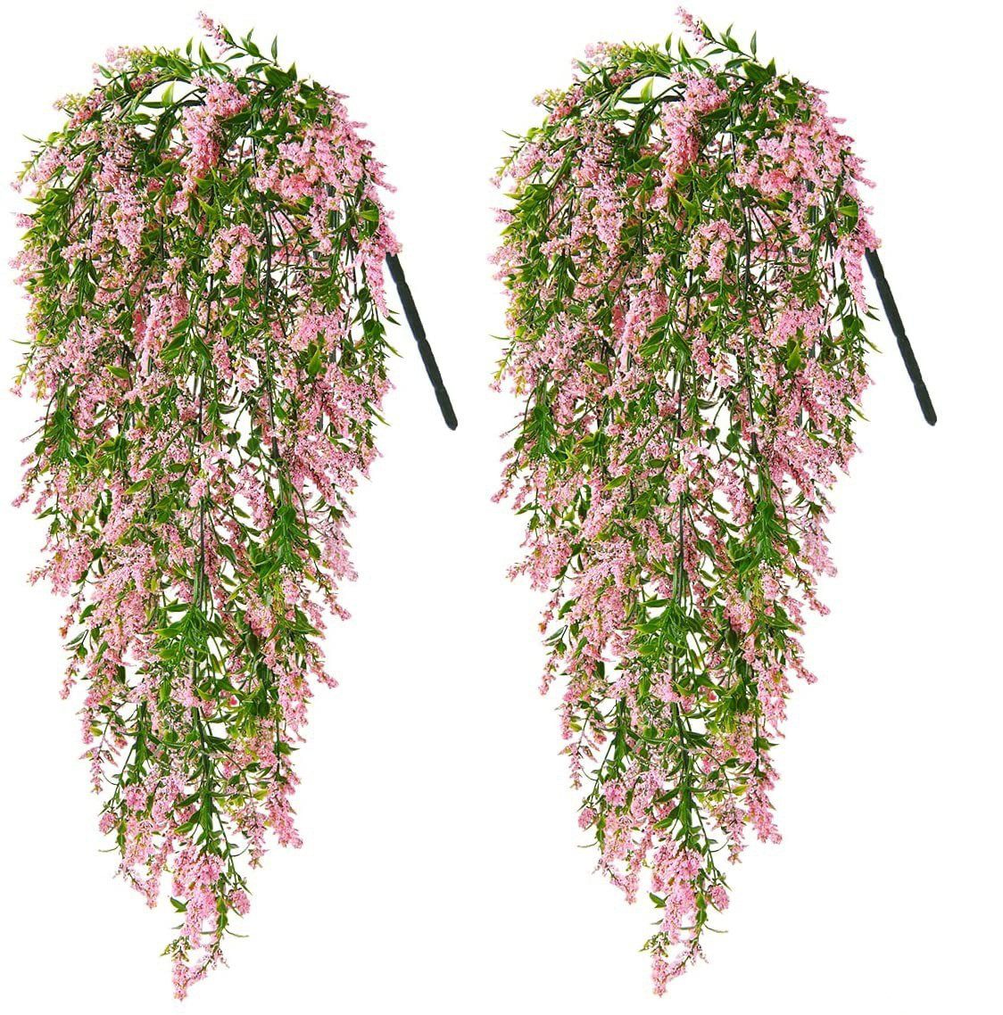 Kunstblumenstrauß 2 Stück Hängende Kunstpflanzen Lavendel, Vine Blumen, Agger, für Zuhause, Garten, Büro und Hochzeit