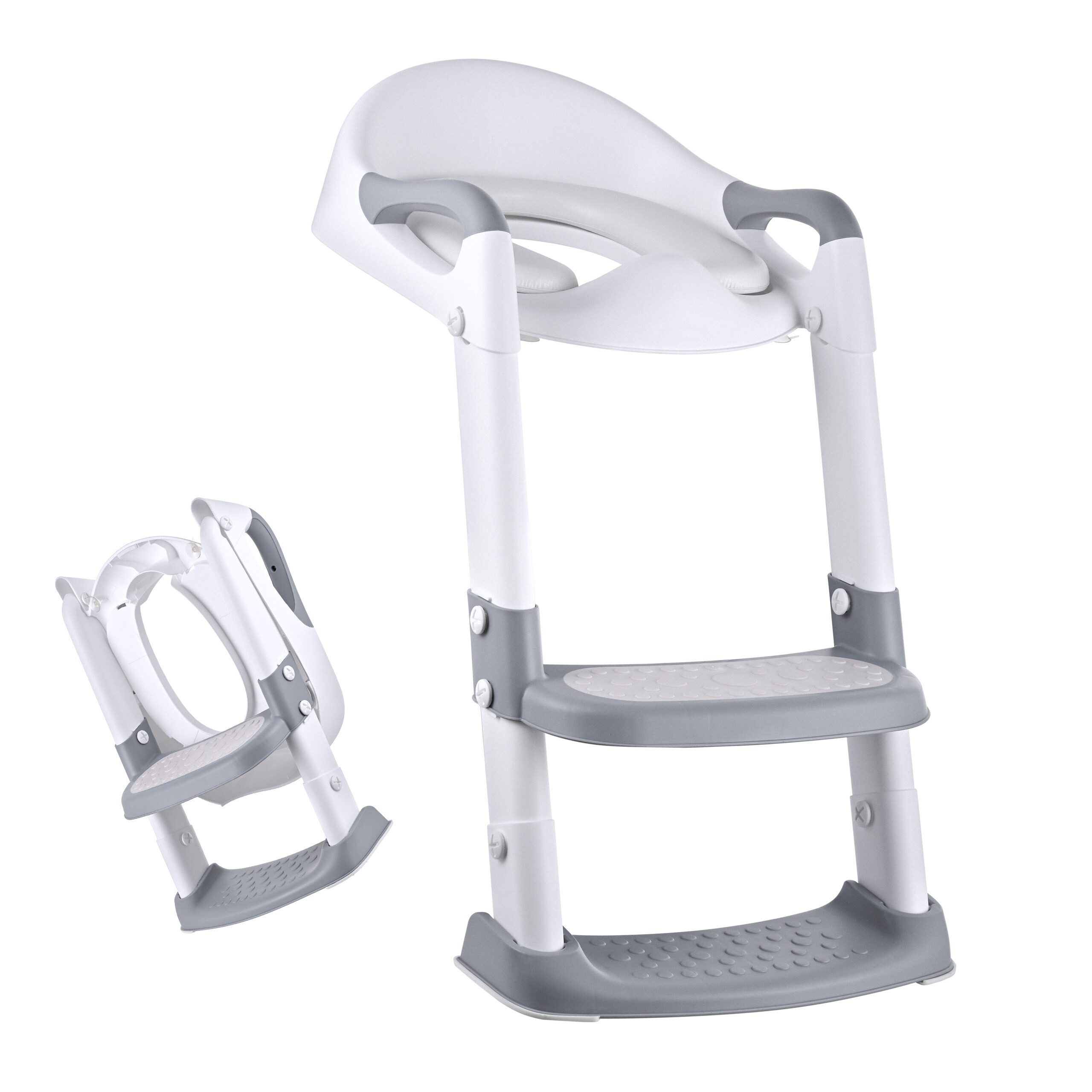 relaxdays Kinder-WC-Sitz Kinder-Toilettensitz mit Leiter (1-St), Grau-Weiß