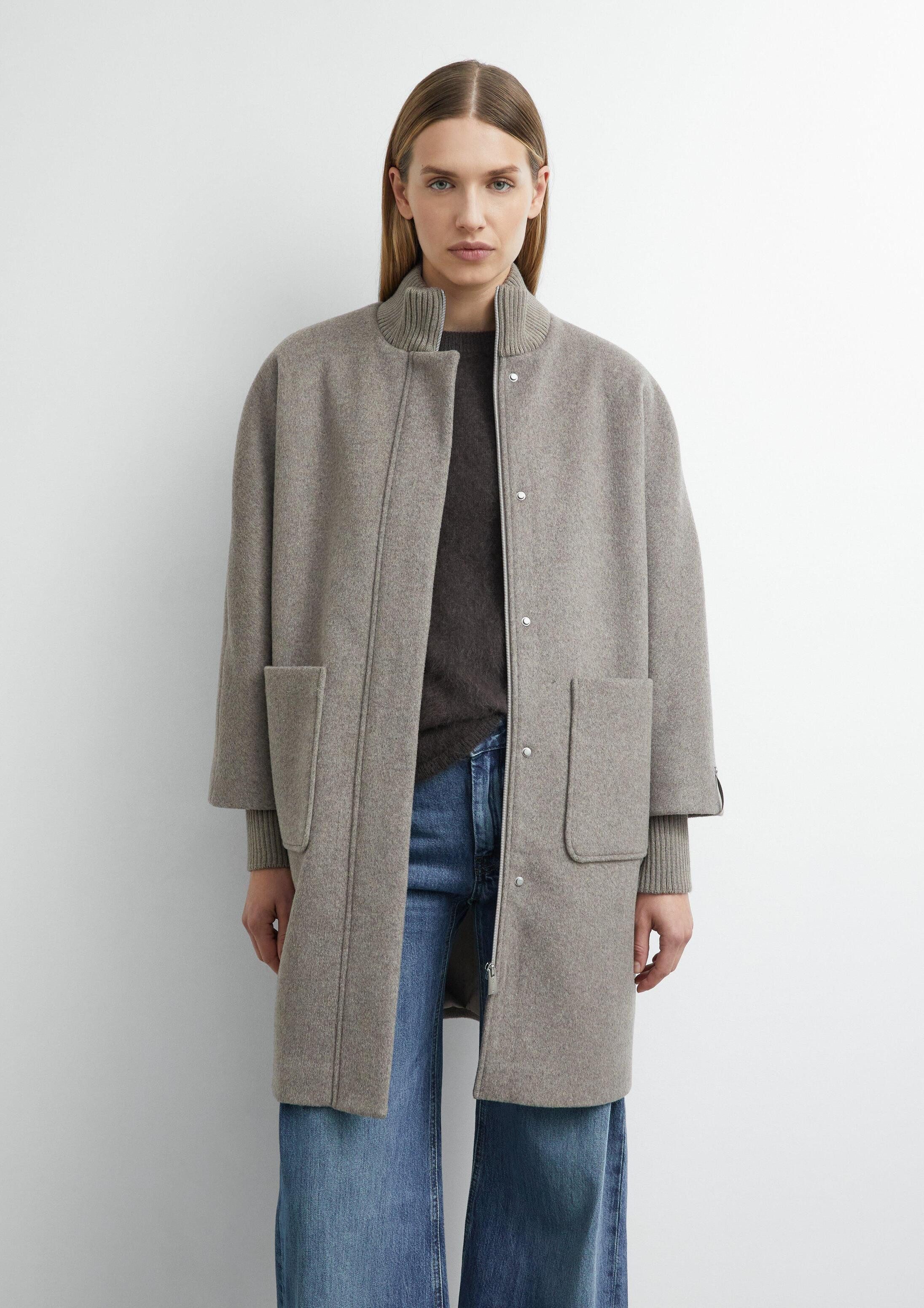 comma Wintermantel Outdoor-Mantel Cape-Mantel aus Wollmix mit Ripp-Details
