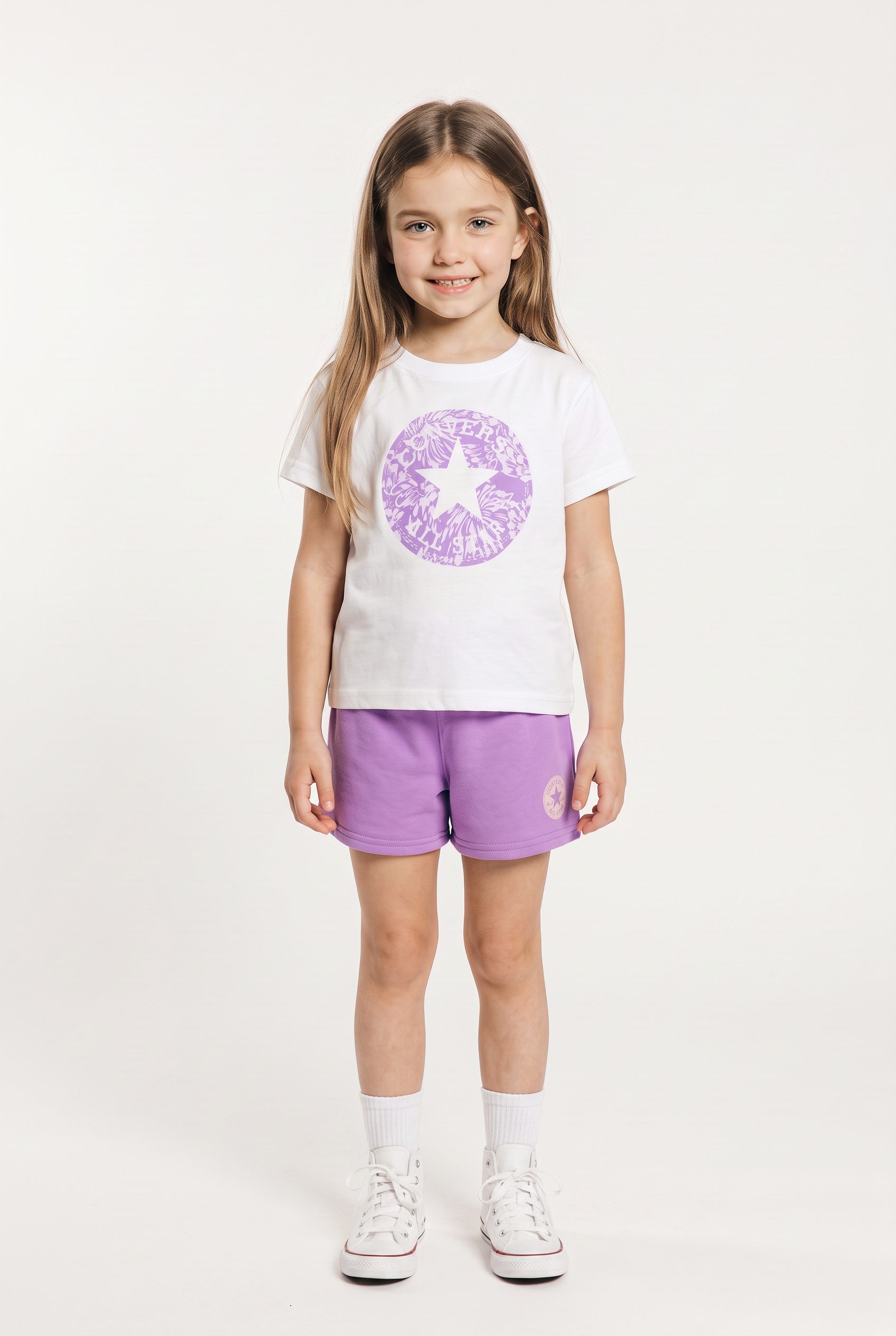 Converse T-Shirt & Shorts CNVG FLORAL TEE & SHORT SET (2-tlg) zweiteiliges Set, für Kinder, aus Baumwolle und Polyester