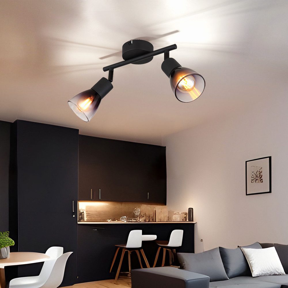 GLOBO LIGHTING Deckenleuchte, Leuchtmittel nicht inklusive, Deckenleuchte Deckenlampe Wohnzimmerlampe Metall Schwarz-matt L 22 cm