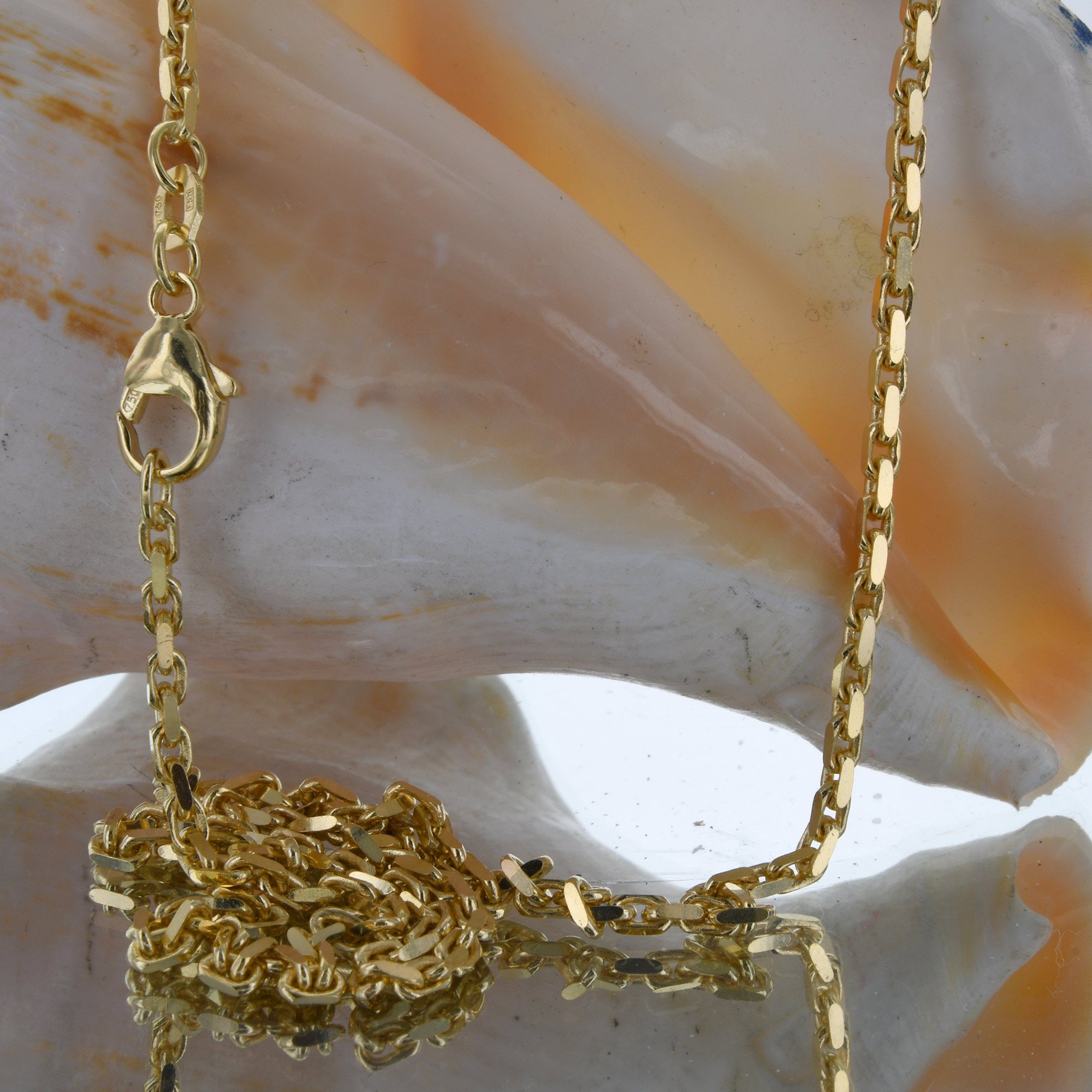 Herren Schmuck HOPLO Goldkette 2,5 mm 60 cm 750 - 18 Karat Gold Halskette Ankerkette diamantiert massiv Gold hochwertige Goldket