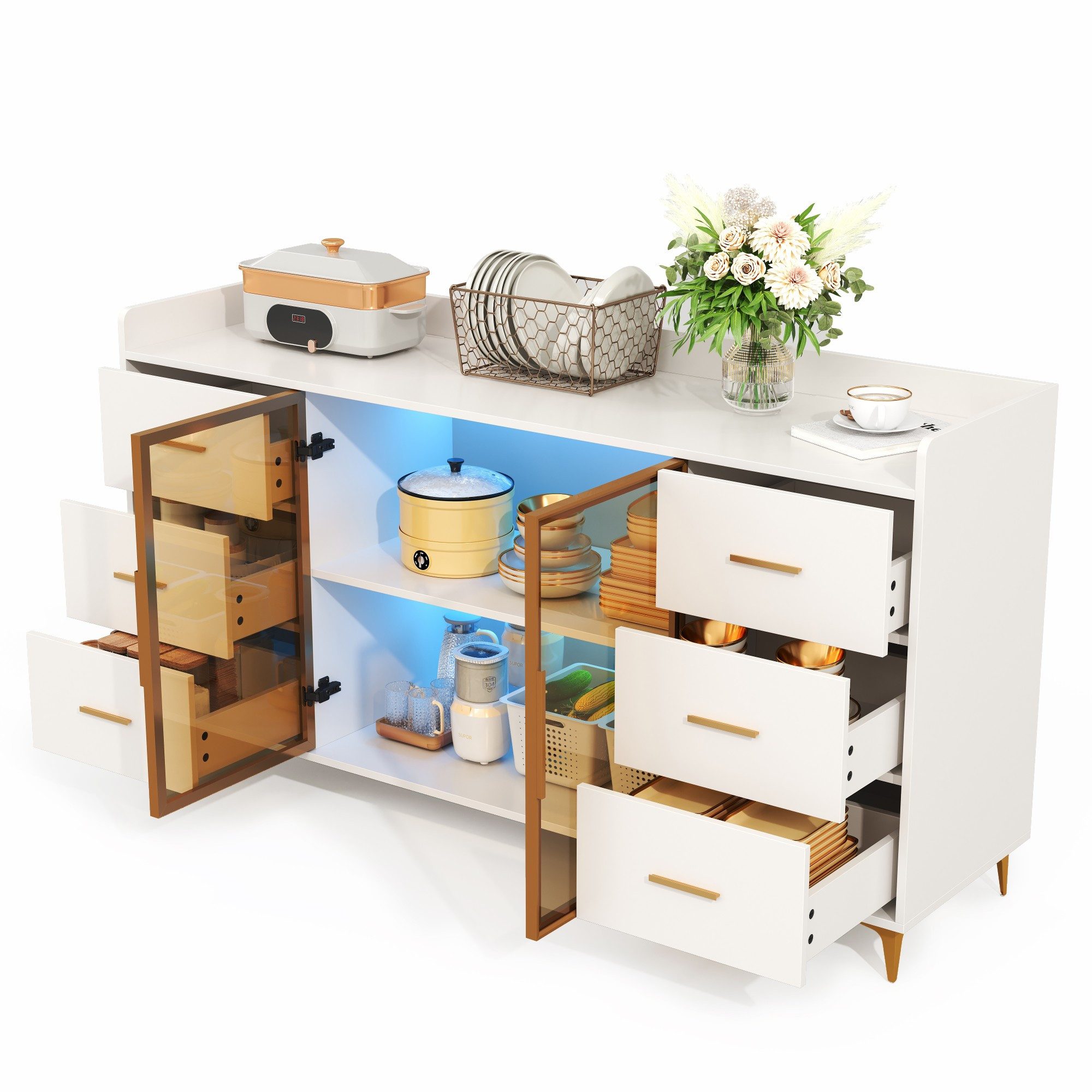 MODFU Sideboard ideal für Küchen, Ess- und Wohnbereiche (Modernes Sideboard günstig online kaufen